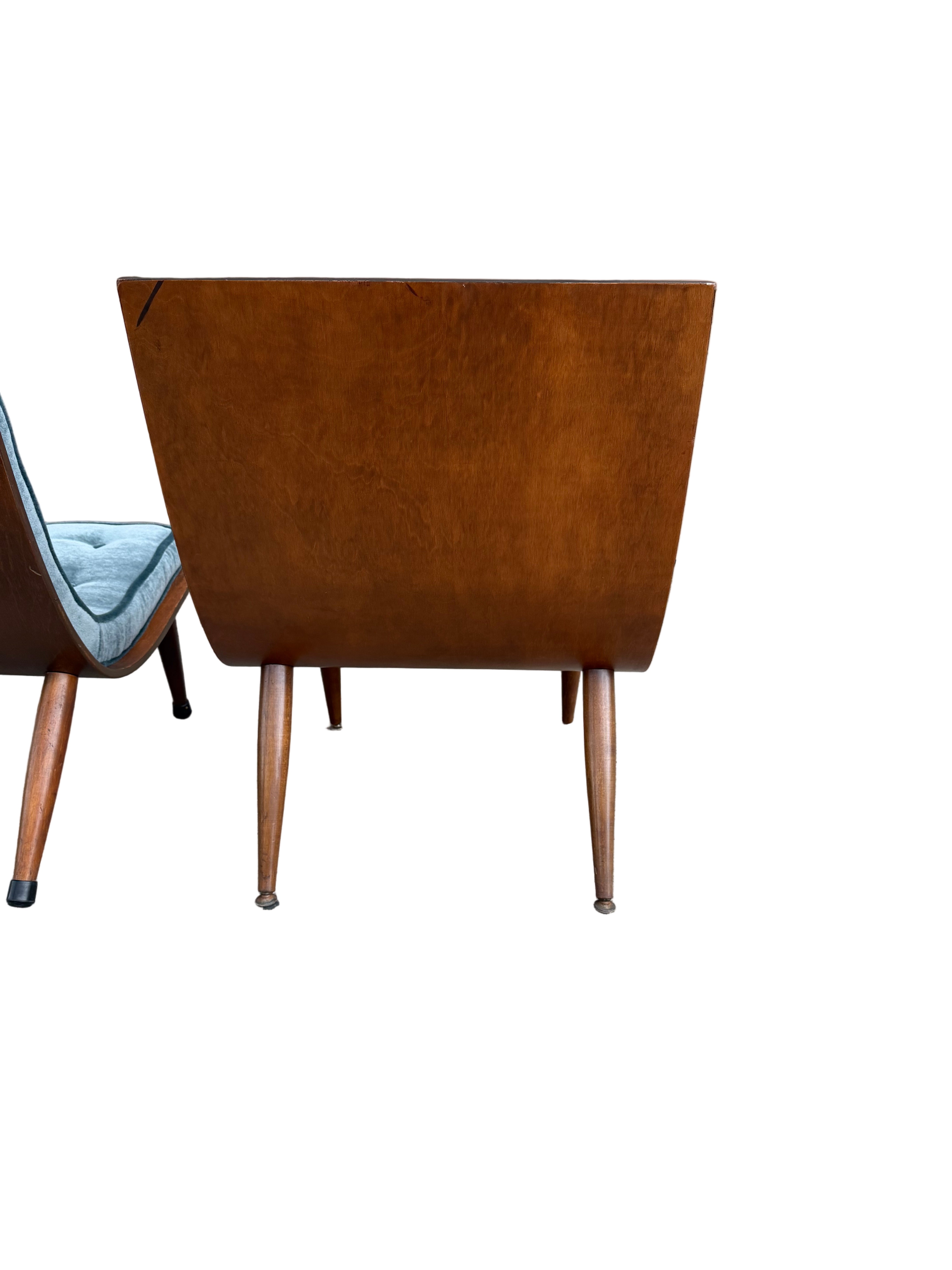 Mid Century Modern Bentwood Scoop Chairs by Carter Brothers Newly Reupholstered Mohair - Set of 2