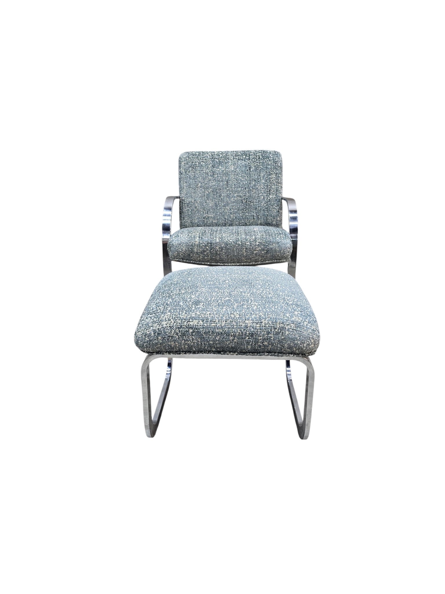 MCM Milo Baughman Chrome Chair and Ottoman
