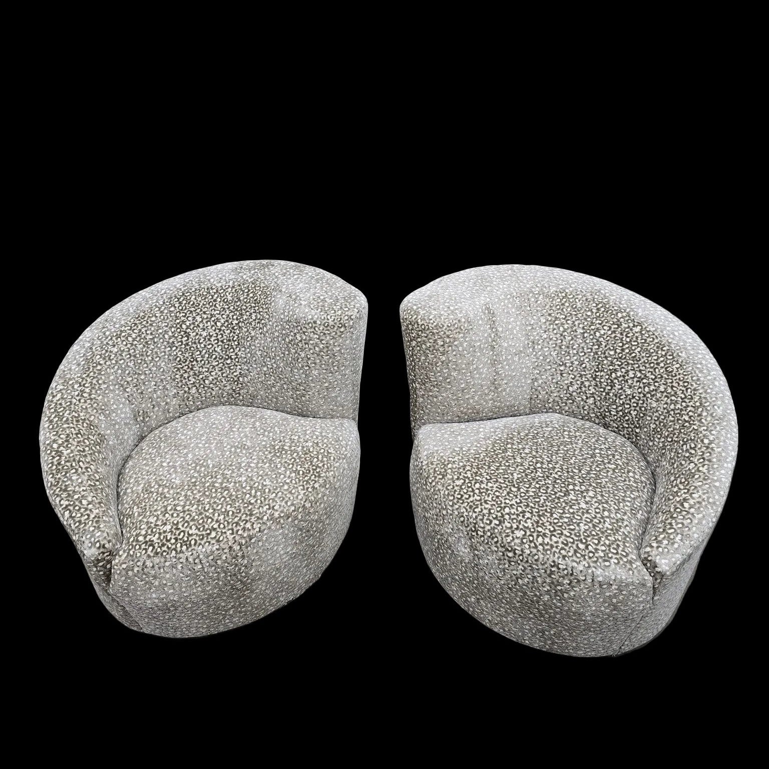 MCM Vladimir Kagan Nautilus Asymmetrical Swivel Lounge Chairs - Pair