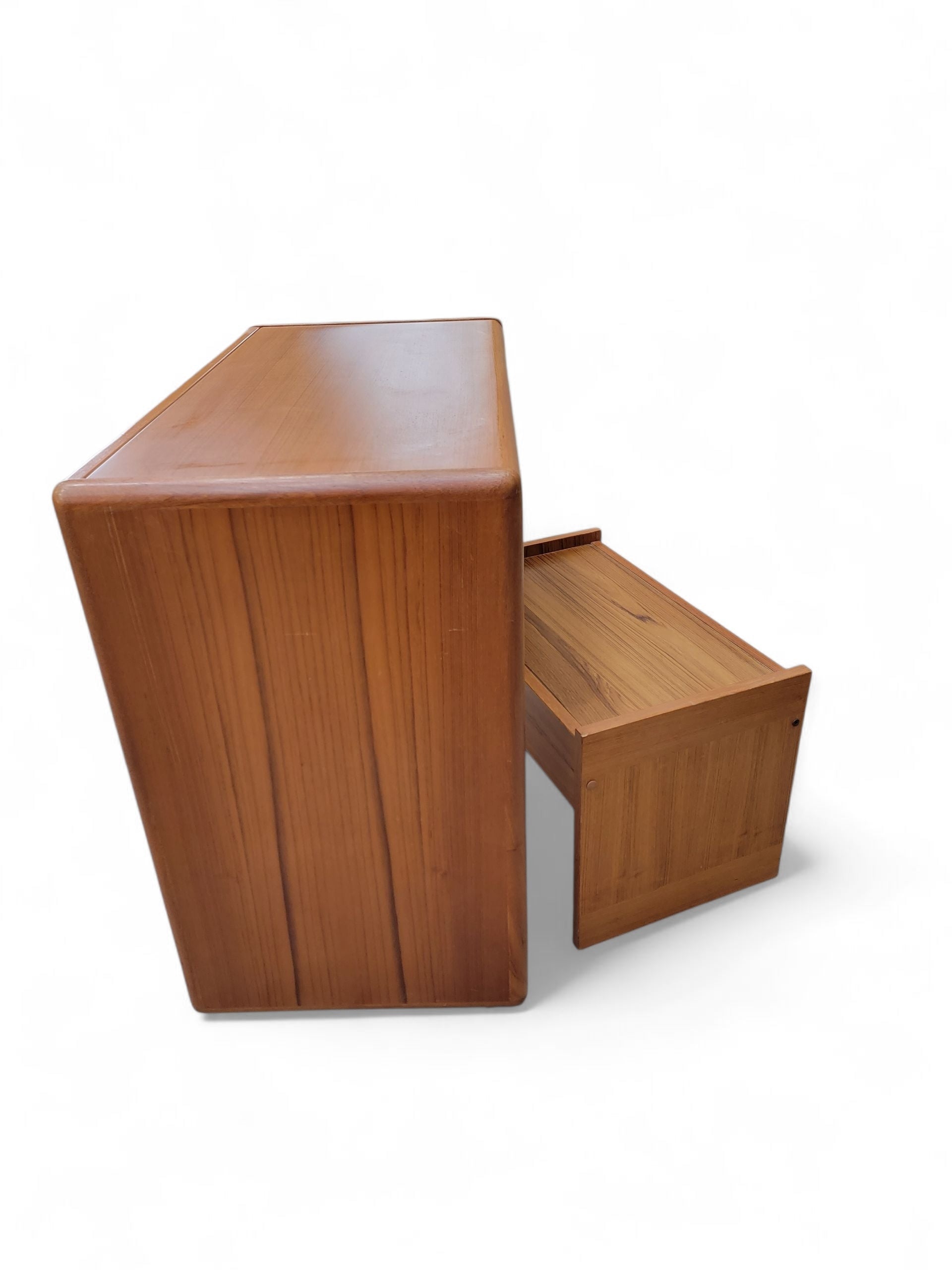 Mid Century Danish Teak Vanity/Desk with Flip-Top Mirror and Storage with Matching Stool