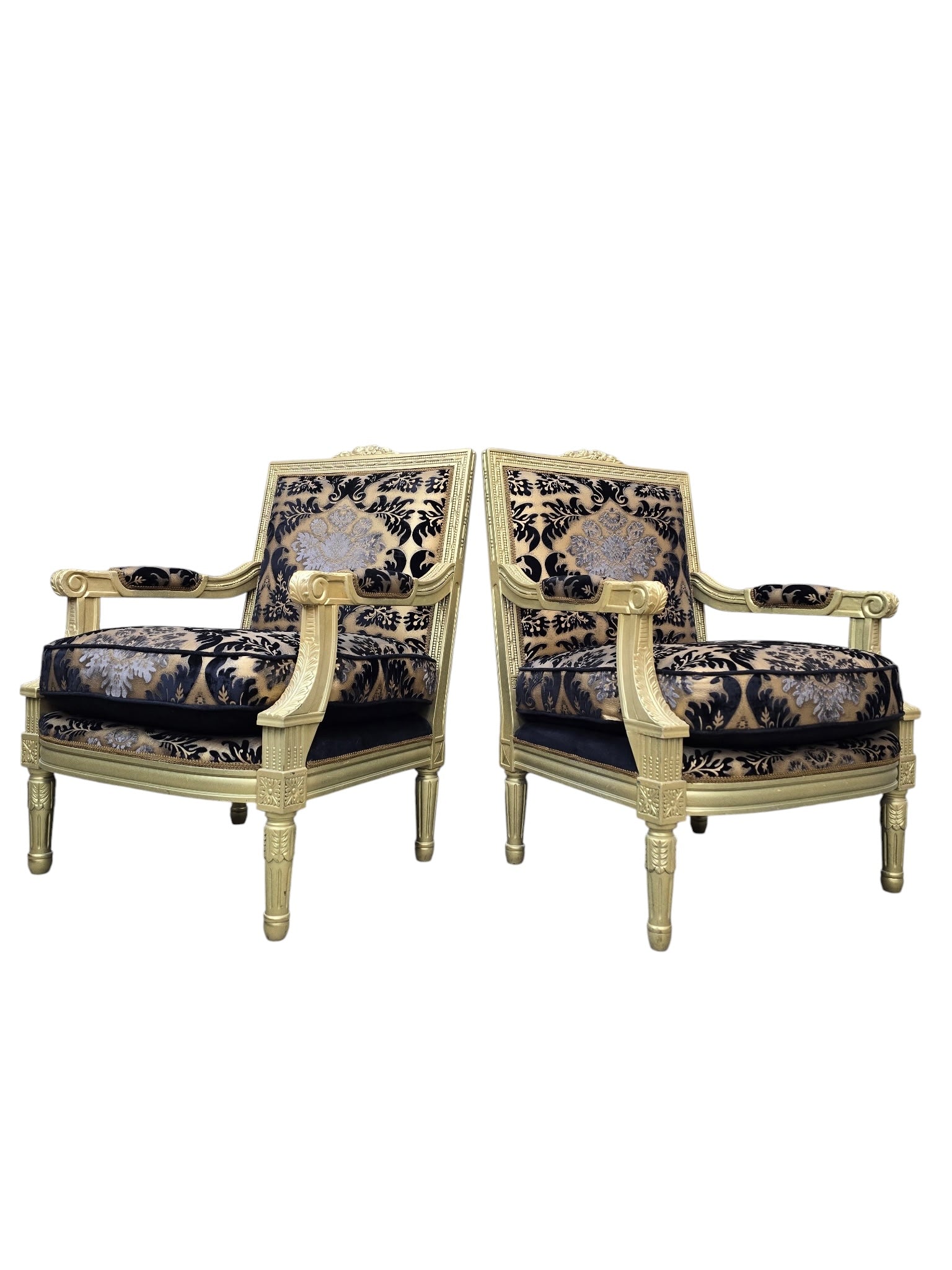 Antique Louis XVI Style Chairs Newly Reupholstered - Pair