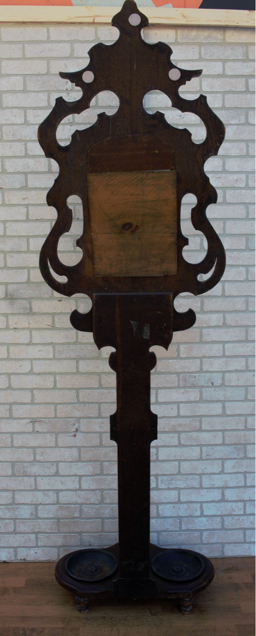 Antique Victorian Hall Tree with Mirror