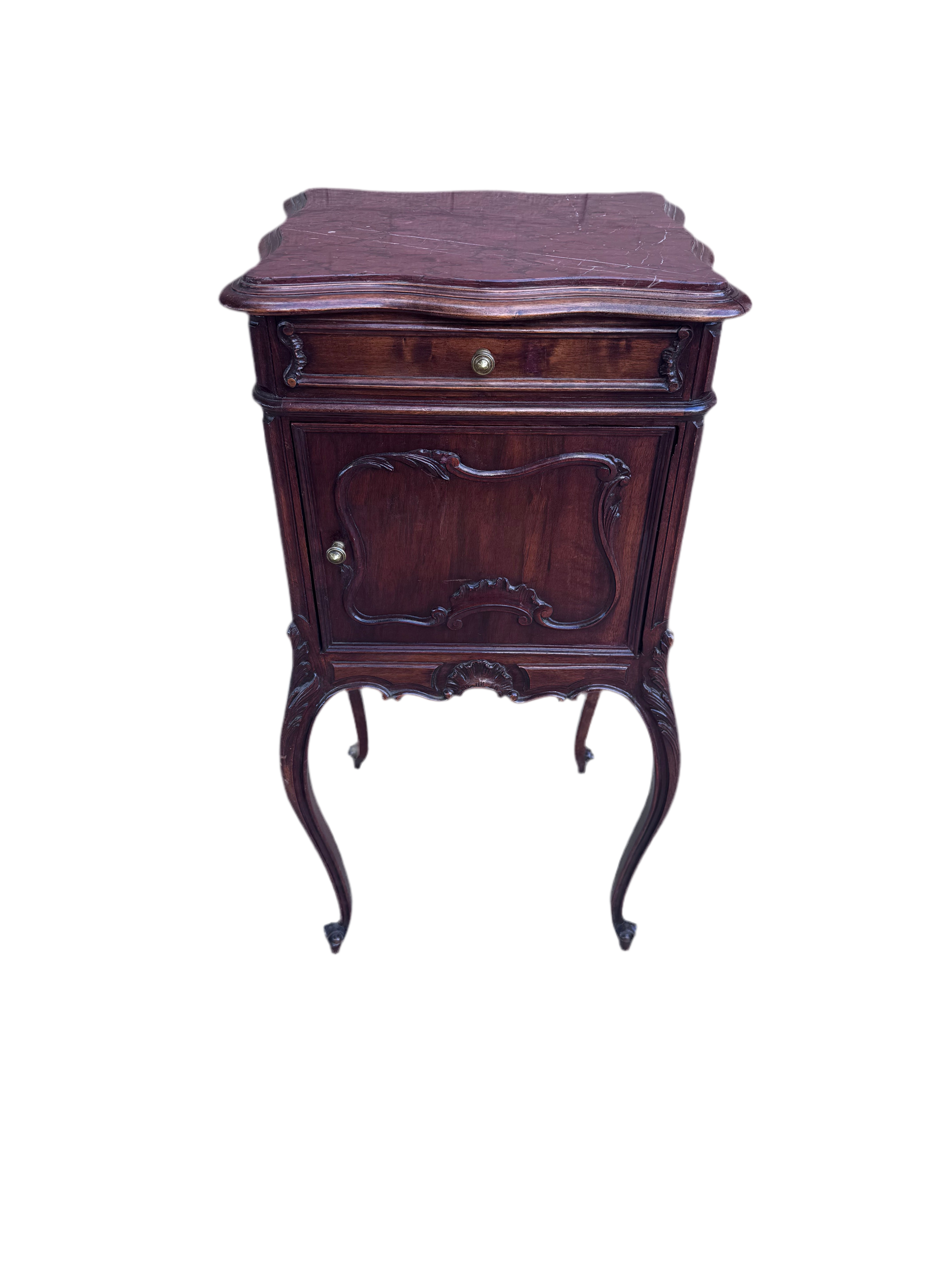 New - Antique French Louis XV Style Carved Marble Top Smoking Stand/ End Table