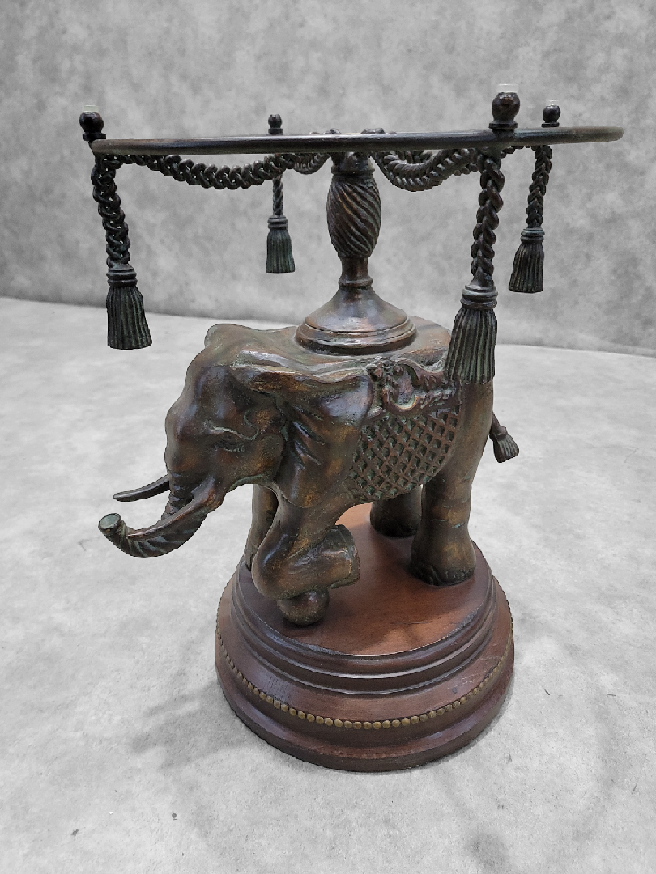 Vintage Erin Lane Bronze Elephant Pedestal Side Table