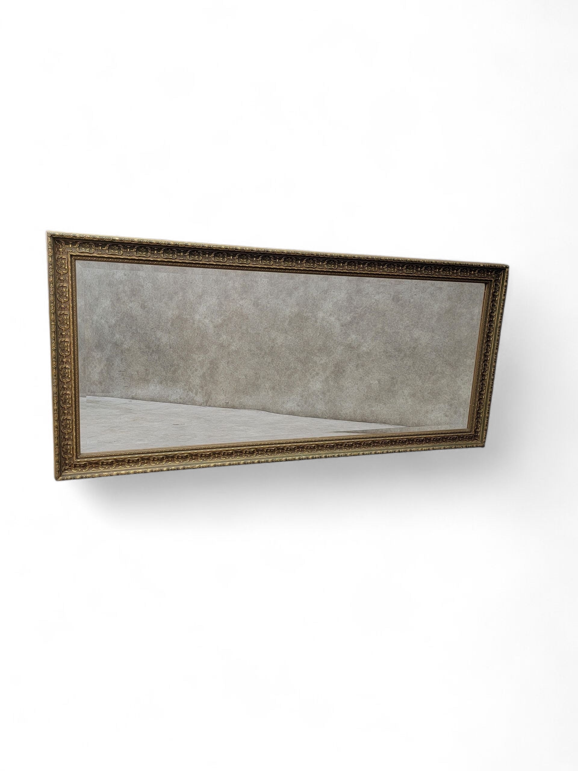 Antique French Carved & Gilded Frame Full Length Floor/Wall Beveled Mirror