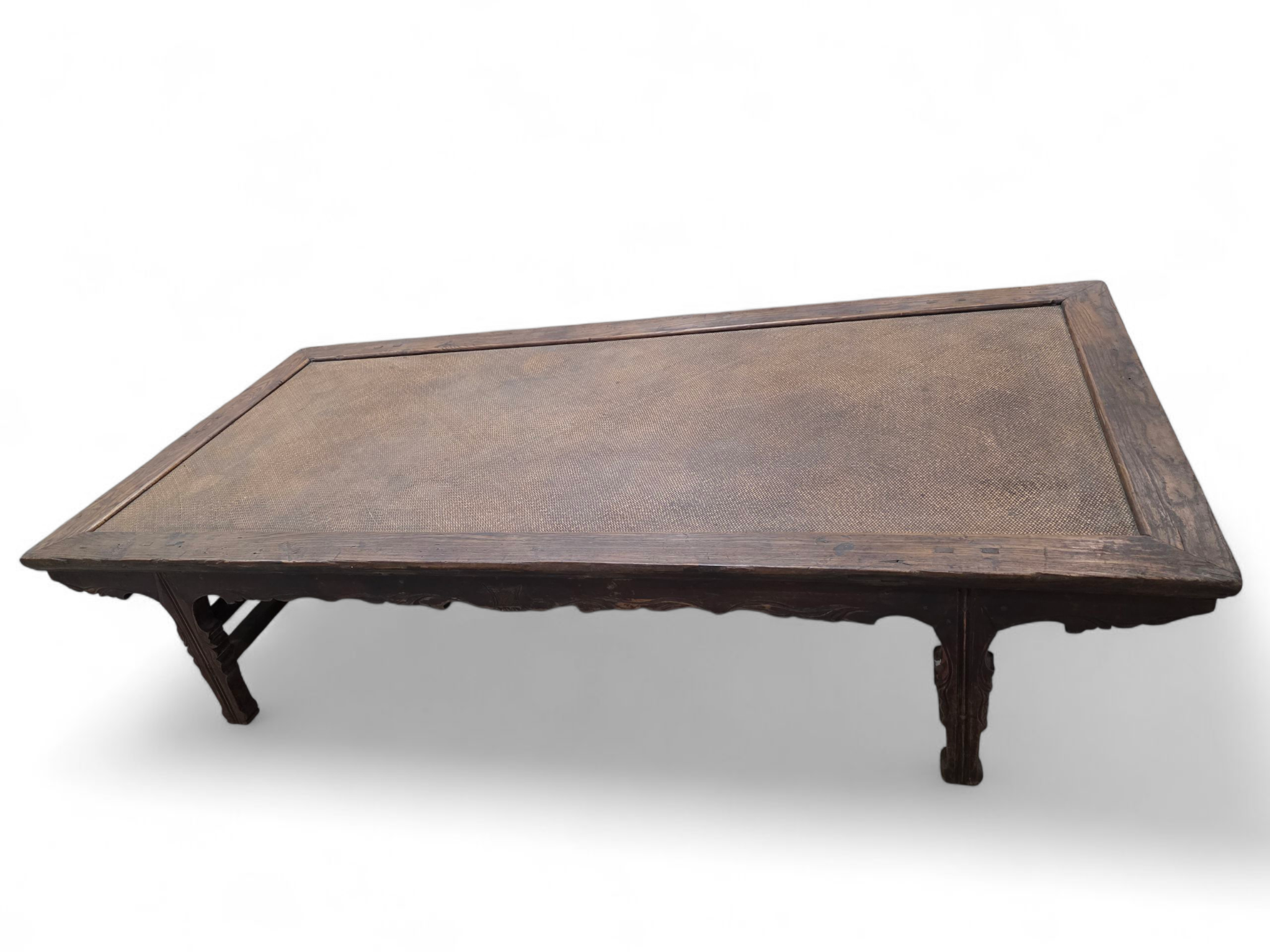 Antique Shanxi Province Ming Dynasty Elm and Rattan Coffee Table