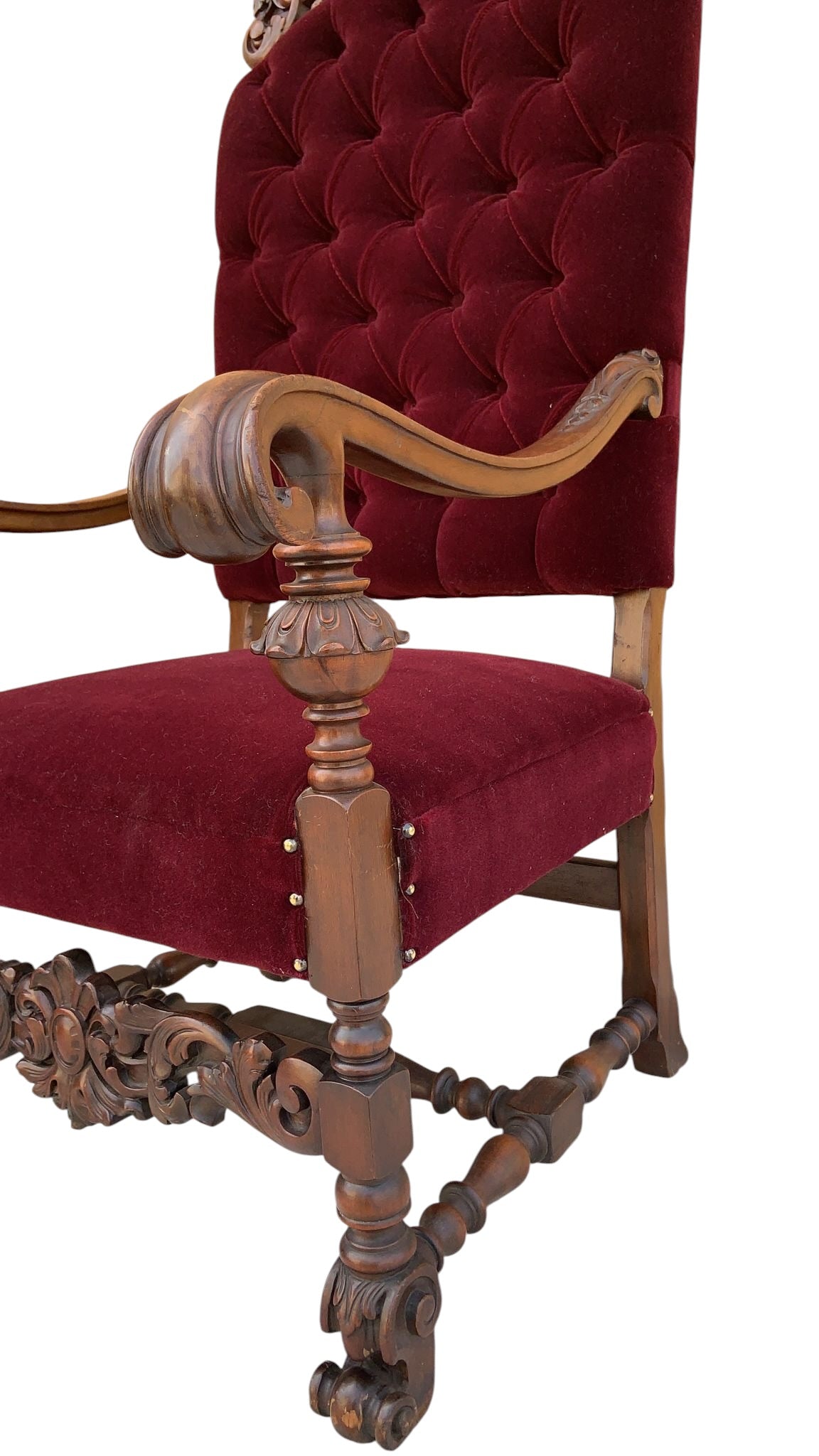 Antique French Regency Style Caved Throne Chairs Newly Reupholstered  - Pair