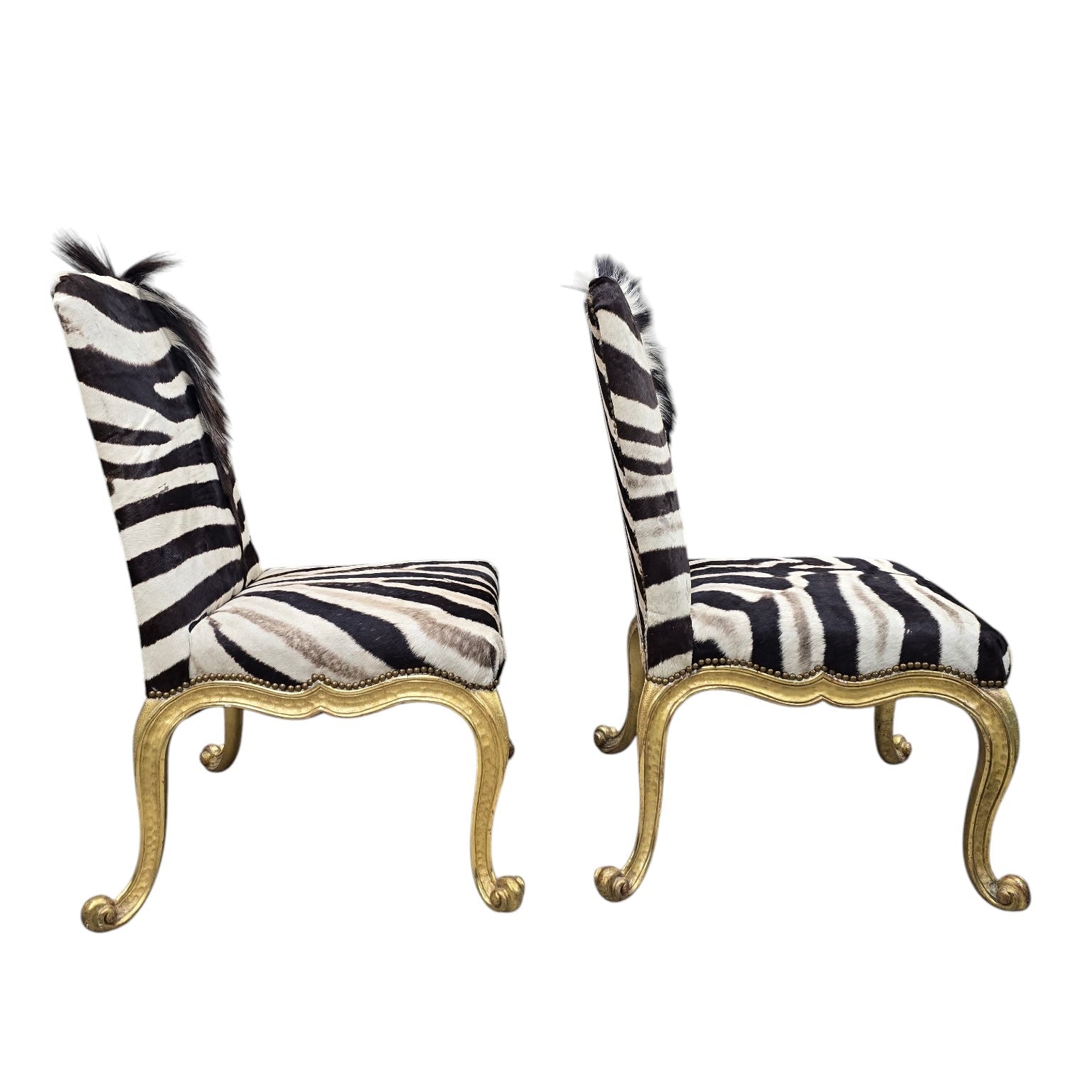 Vintage French Rococo Style Giltwood Side Chairs Newly Reuholstered - Pair