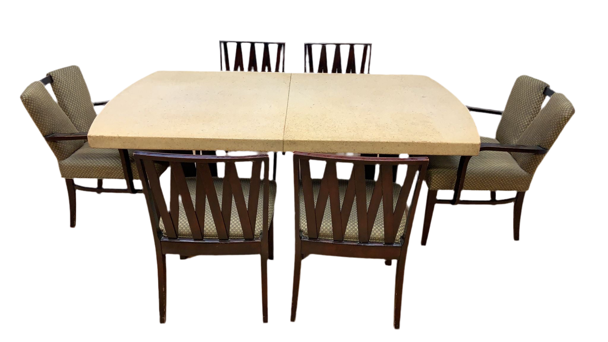 Art Deco Paul Frankl for Johnson Furniture Mahogany & Cork Dining Set - 9 Piece Set