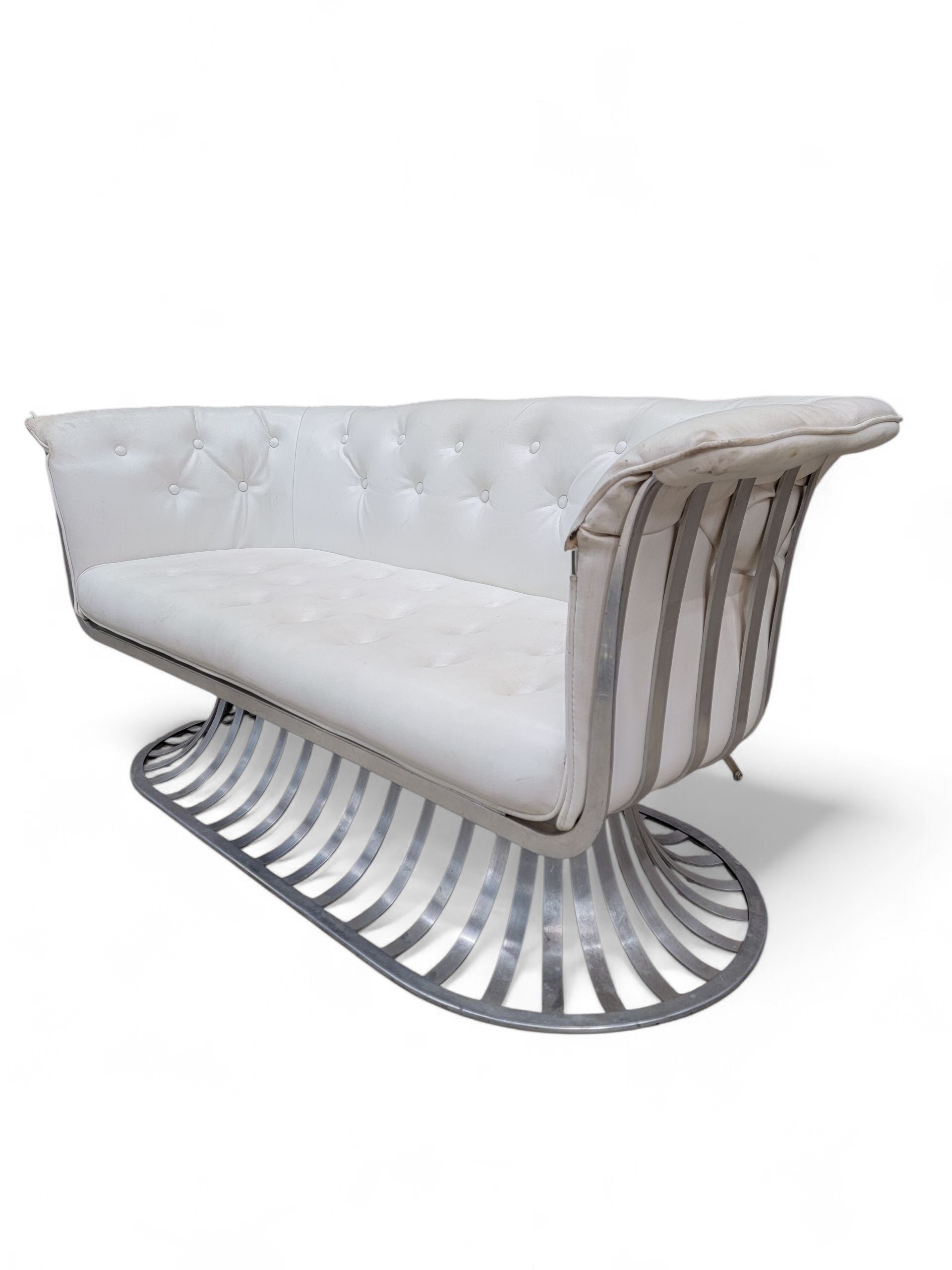 Mid Century Modern Russel Woodard Extruded Aluminum Indoor/Outdoor 5 Piece Parlor Set for Reupholstery