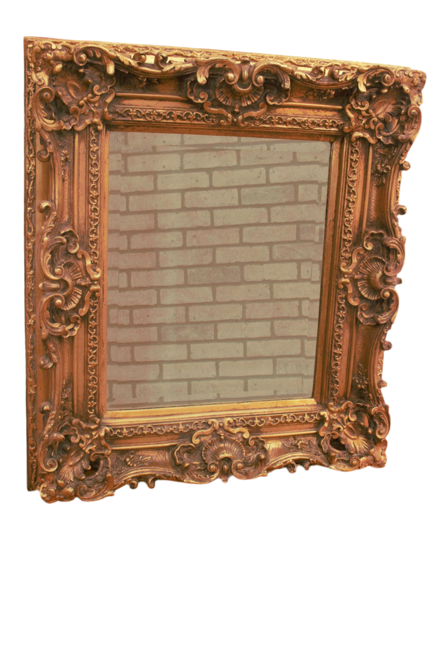 Antique Rococo Style Ornate Gold Gilded Wall Mirror