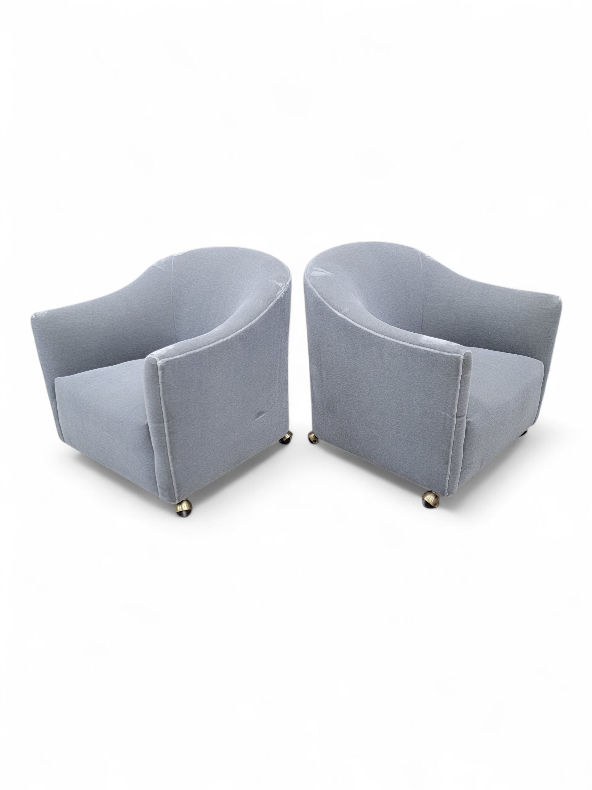 Mid Century Modern Barrel Back Club Chairs by Kroehler Newly Upholstered  - Pair