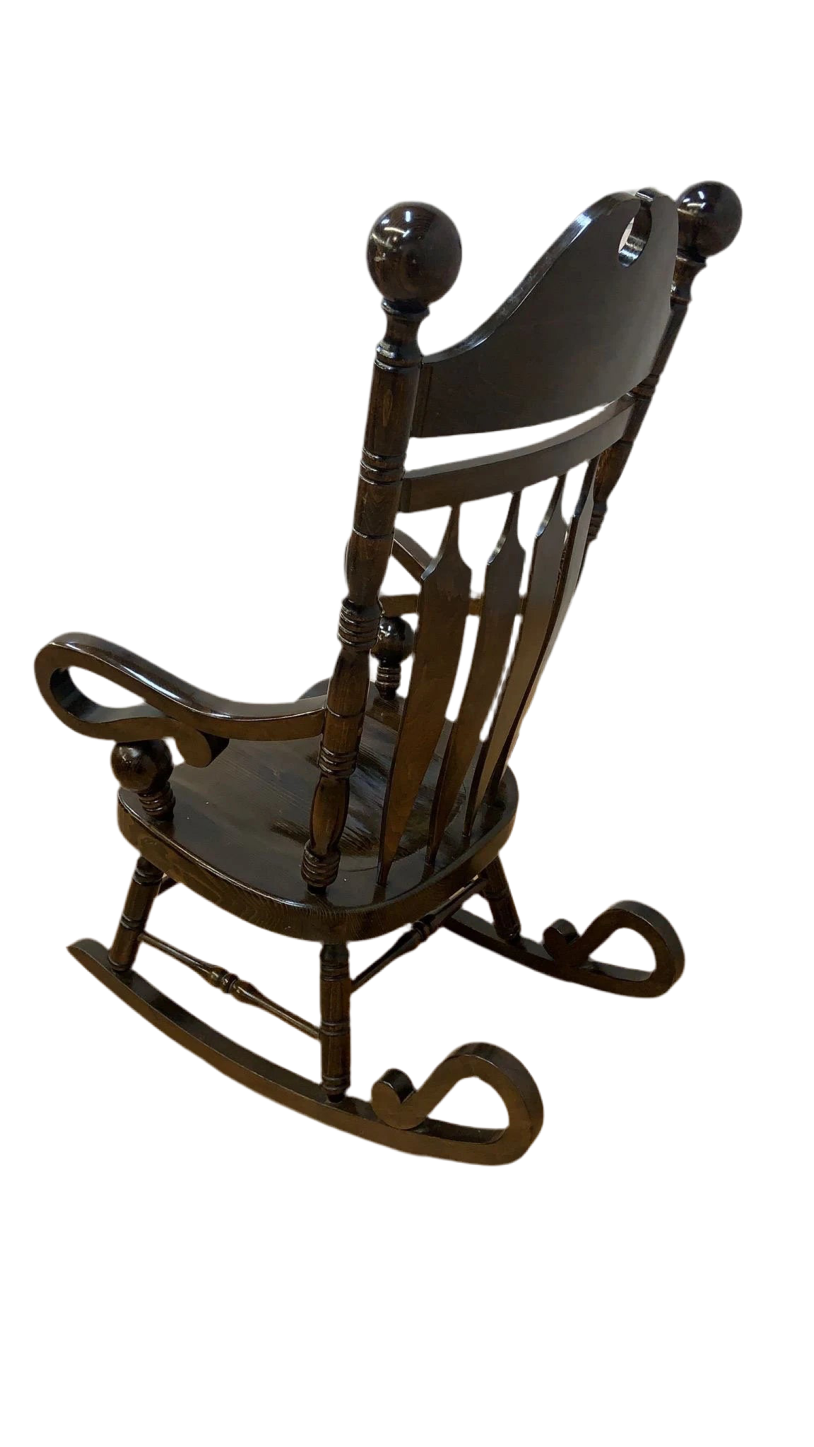 Vintage Yugoslavian High Back Wood Rocking Chair