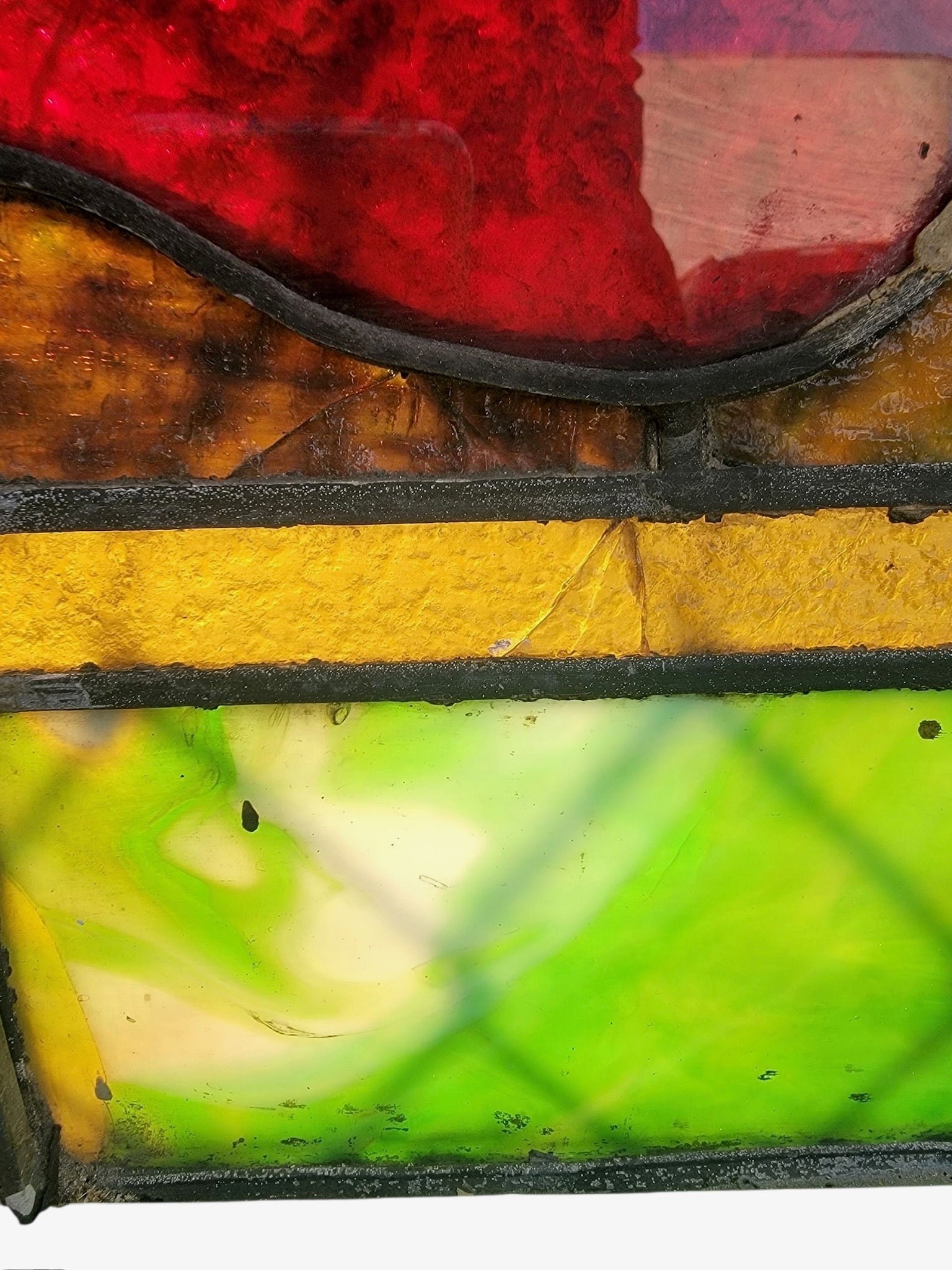 Antique Monumental Tiffany Style Salvaged “Heaven” Stained Glass Window