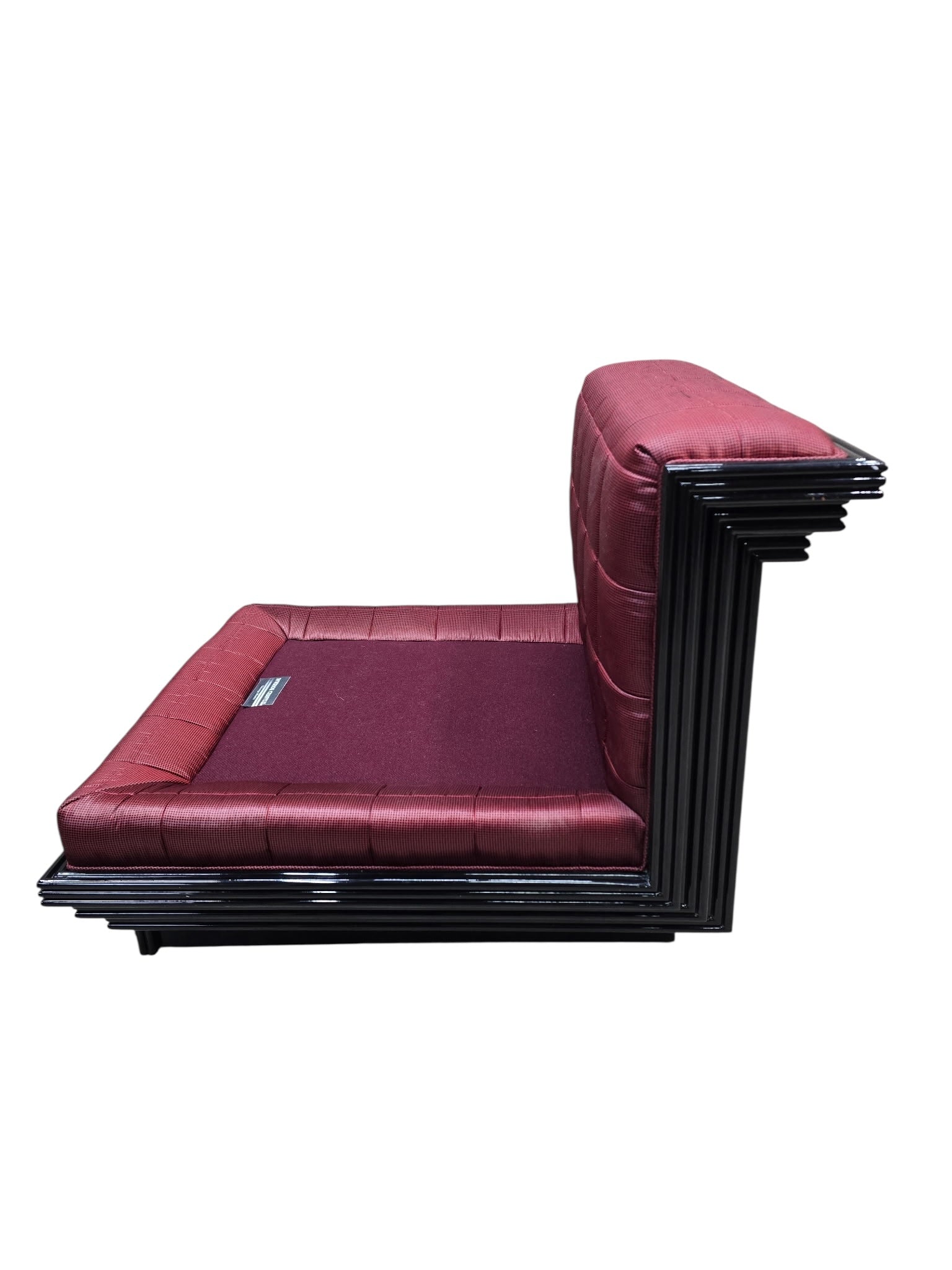 Postmodern Lounge Chairs with Stepped Black Lacquer Bases by Interior Crafts