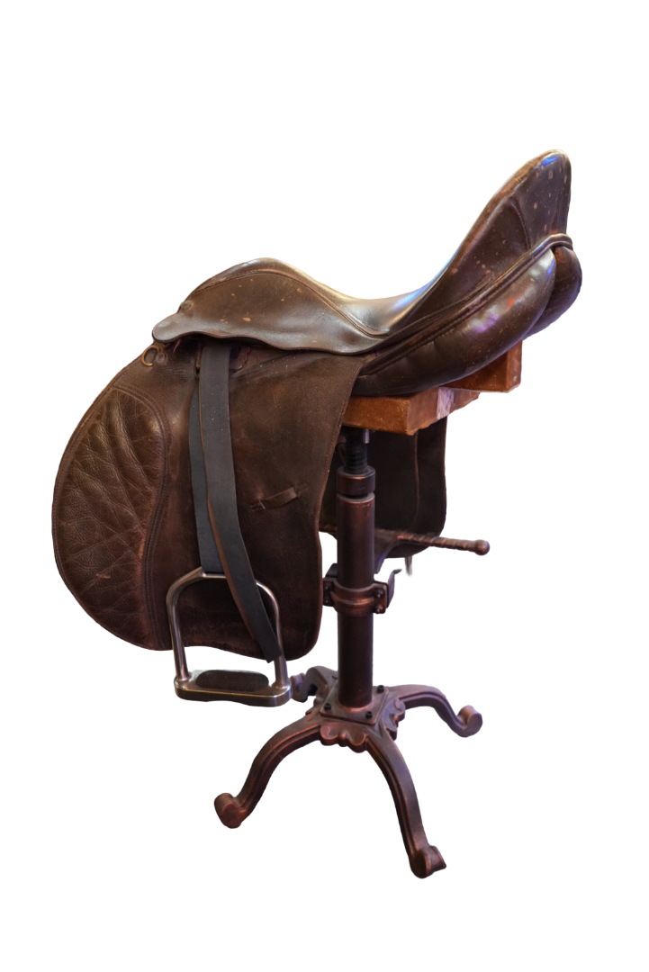 Vintage Custom Equestrian Horse Saddle Swivel Stool