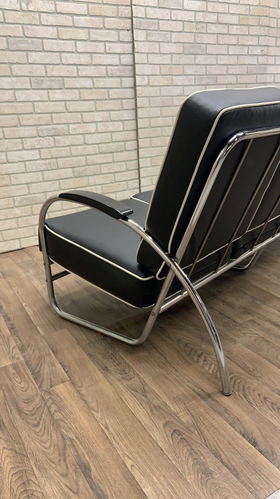 Art Deco Tubular Sofa & Lounge Chair by Kem Weber Newly Reupholstered