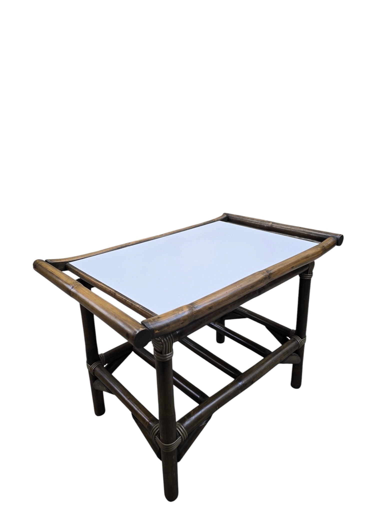 Vintage Modern Coastal Bamboo Side Table by Vogue Rattan