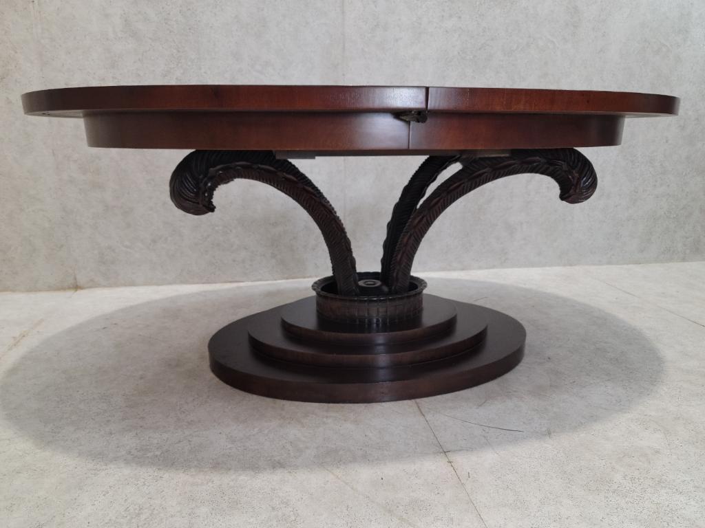 ON HOLD - Vintage Art Deco Carved Acanthus Leaf Oval Dining Table by Dorothy Draper