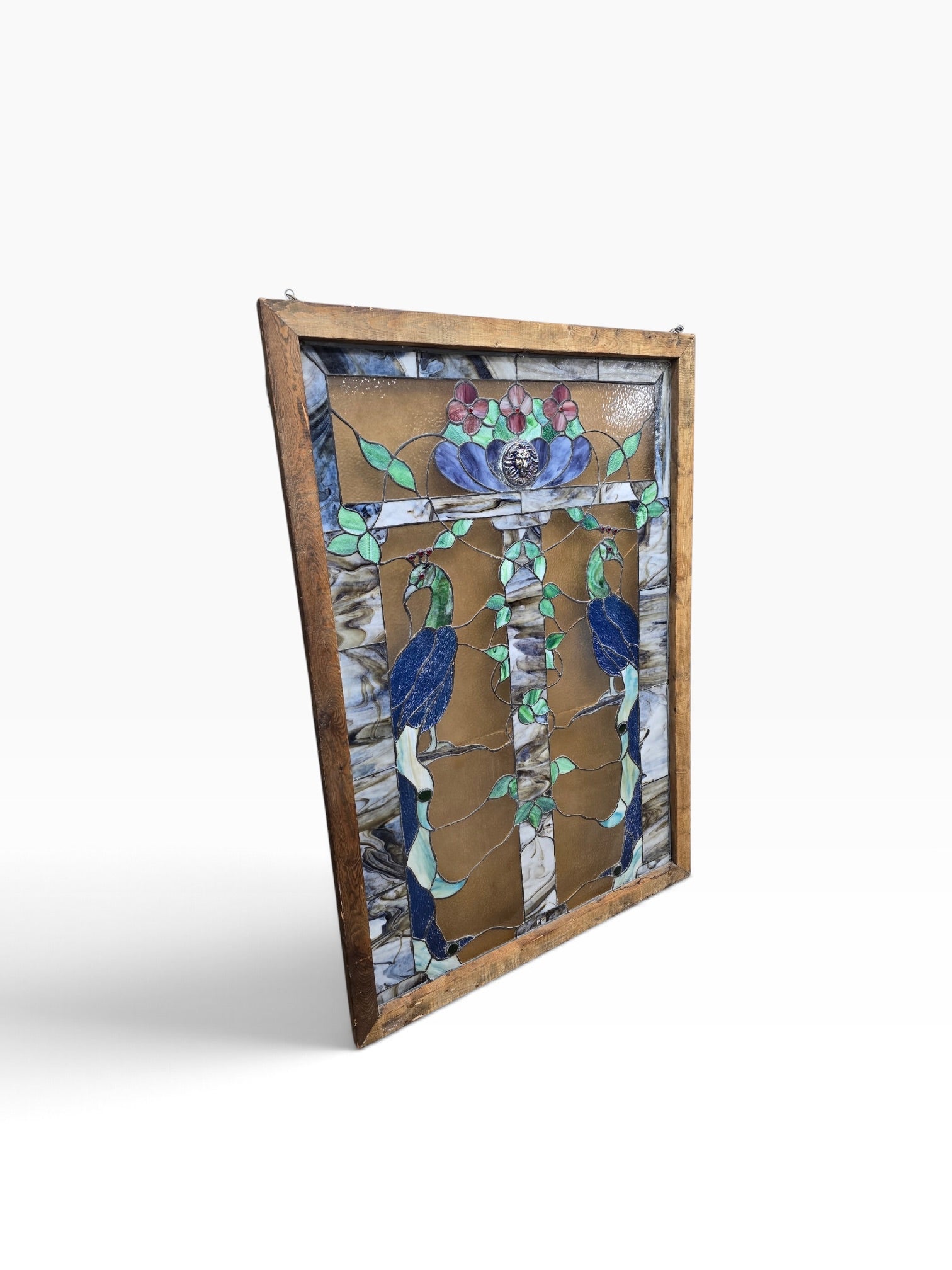 Peacock Design Stained Glass Window