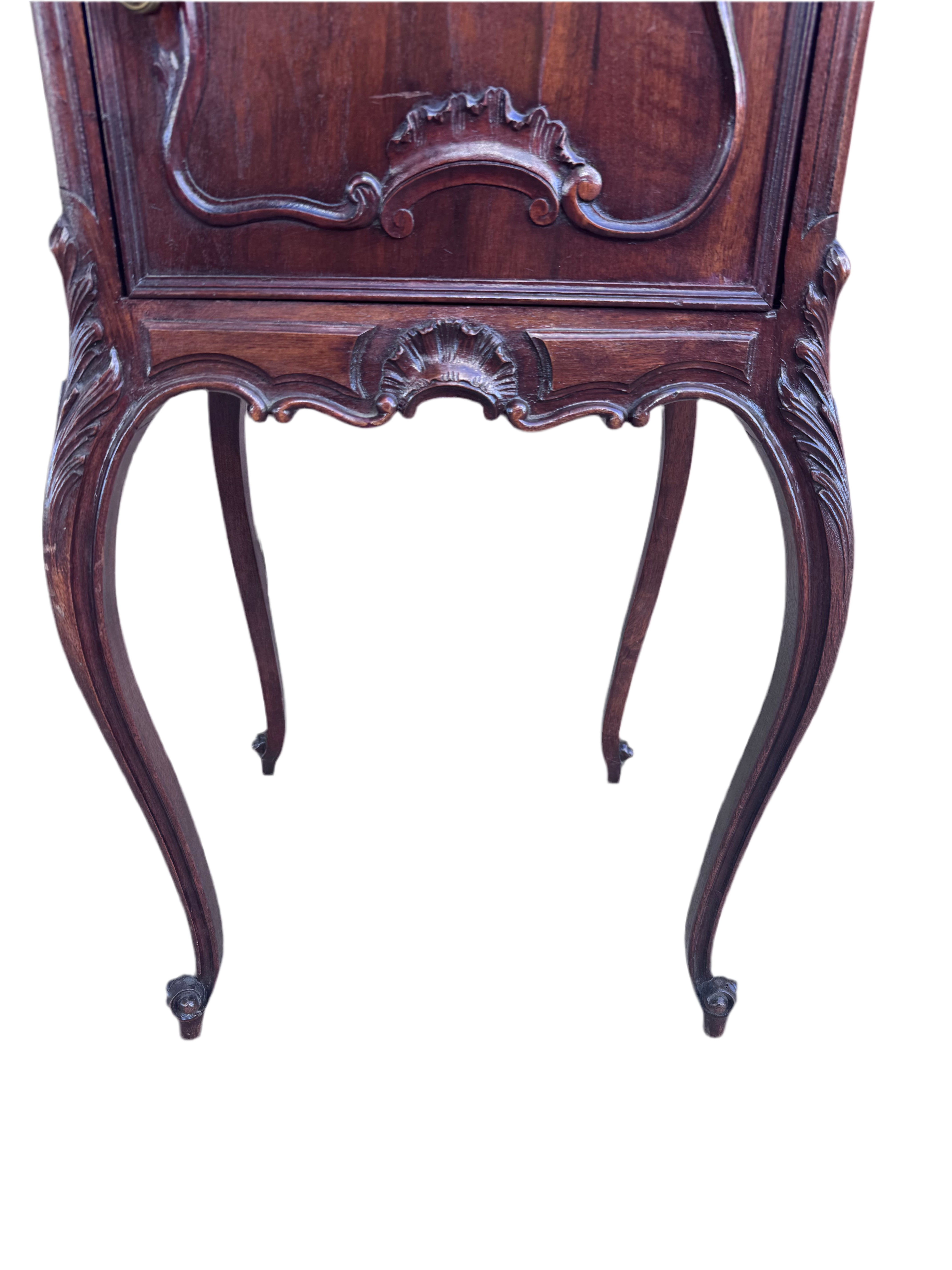 New - Antique French Louis XV Style Carved Marble Top Smoking Stand/ End Table