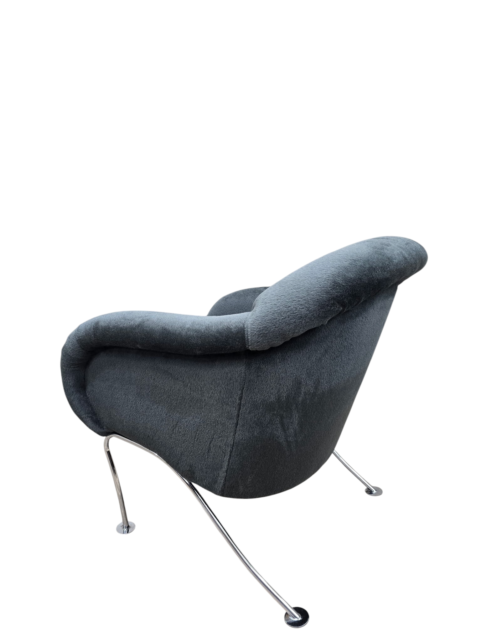 Thayer Coggin Sculptural Pull Up Lounge Chair Newly Reupholstered in Charcoal Alpaca Mohair – Tagged