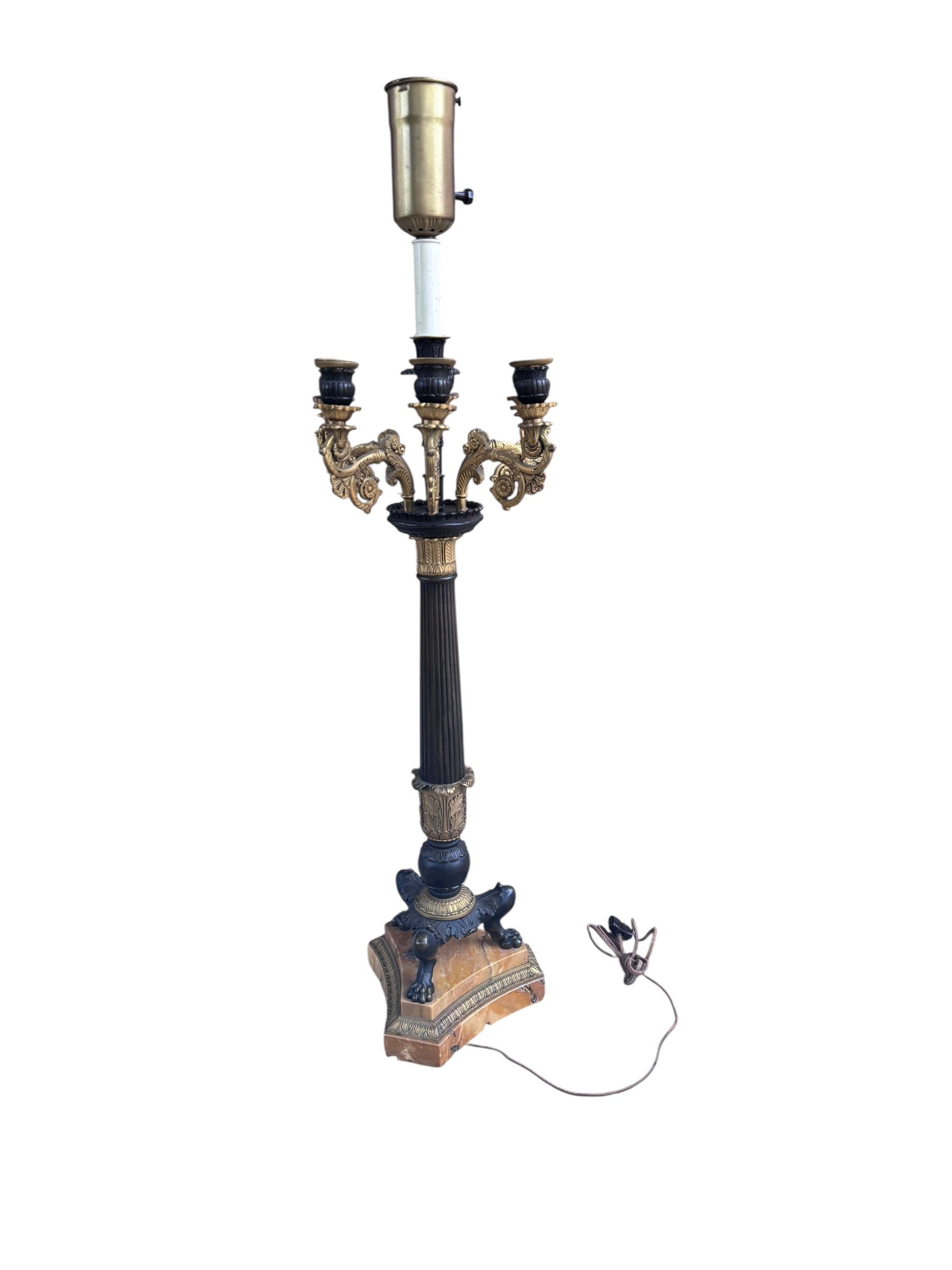 Antique 19th Century French Empire Candelabra Lamp