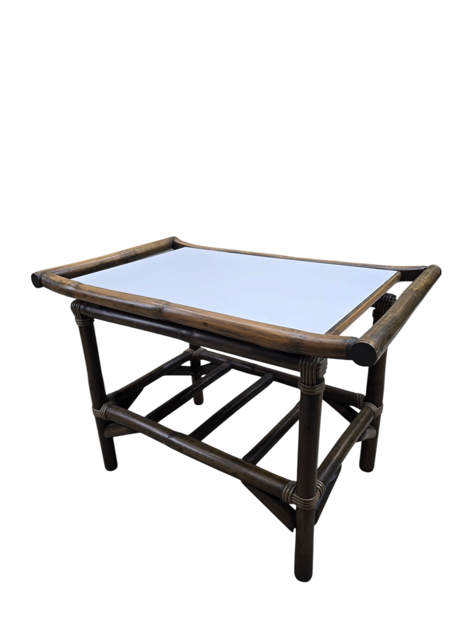 Vintage Modern Coastal Bamboo Side Table by Vogue Rattan