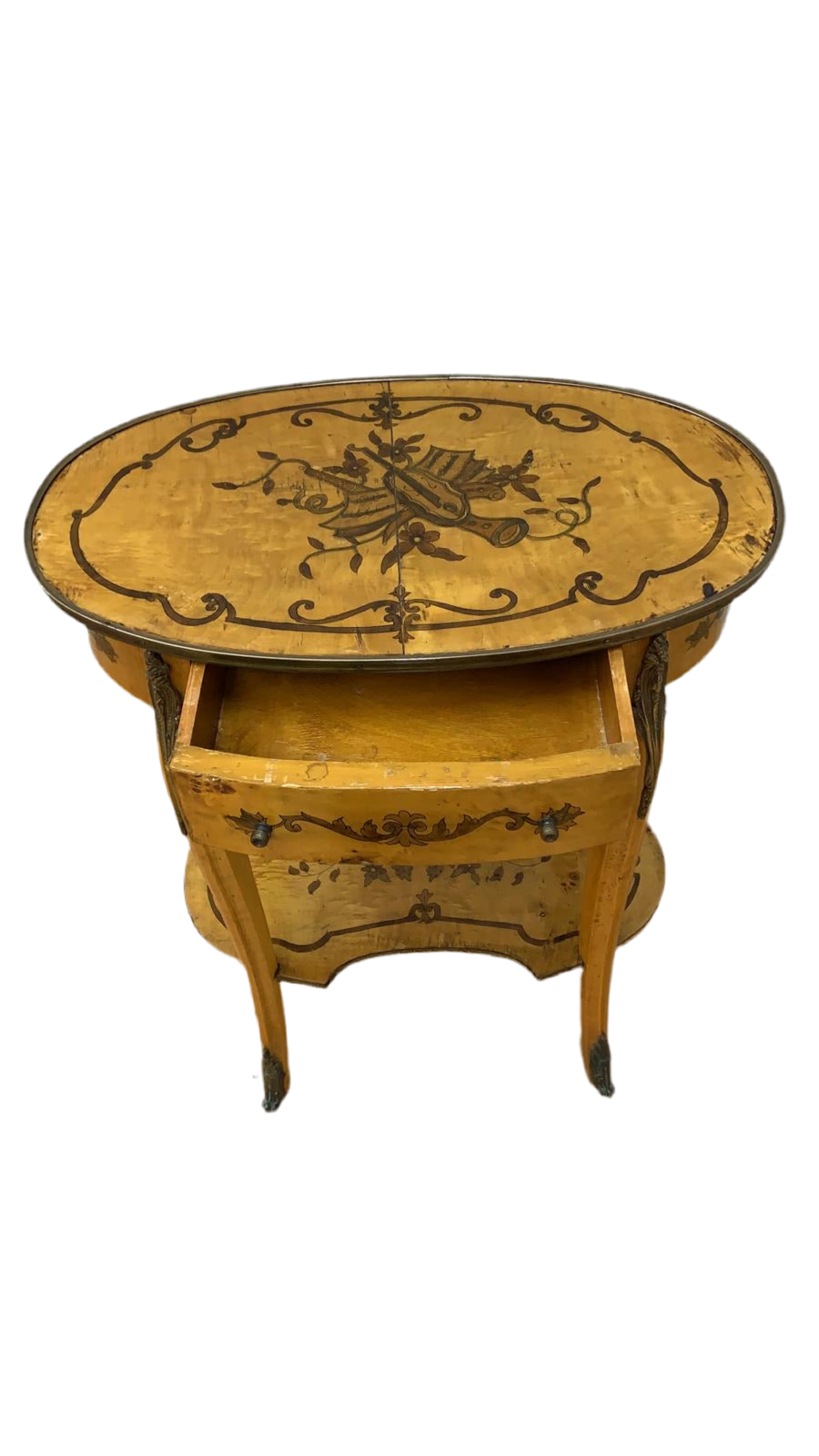 Vintage Italian Two Tier Inlaid Side Table