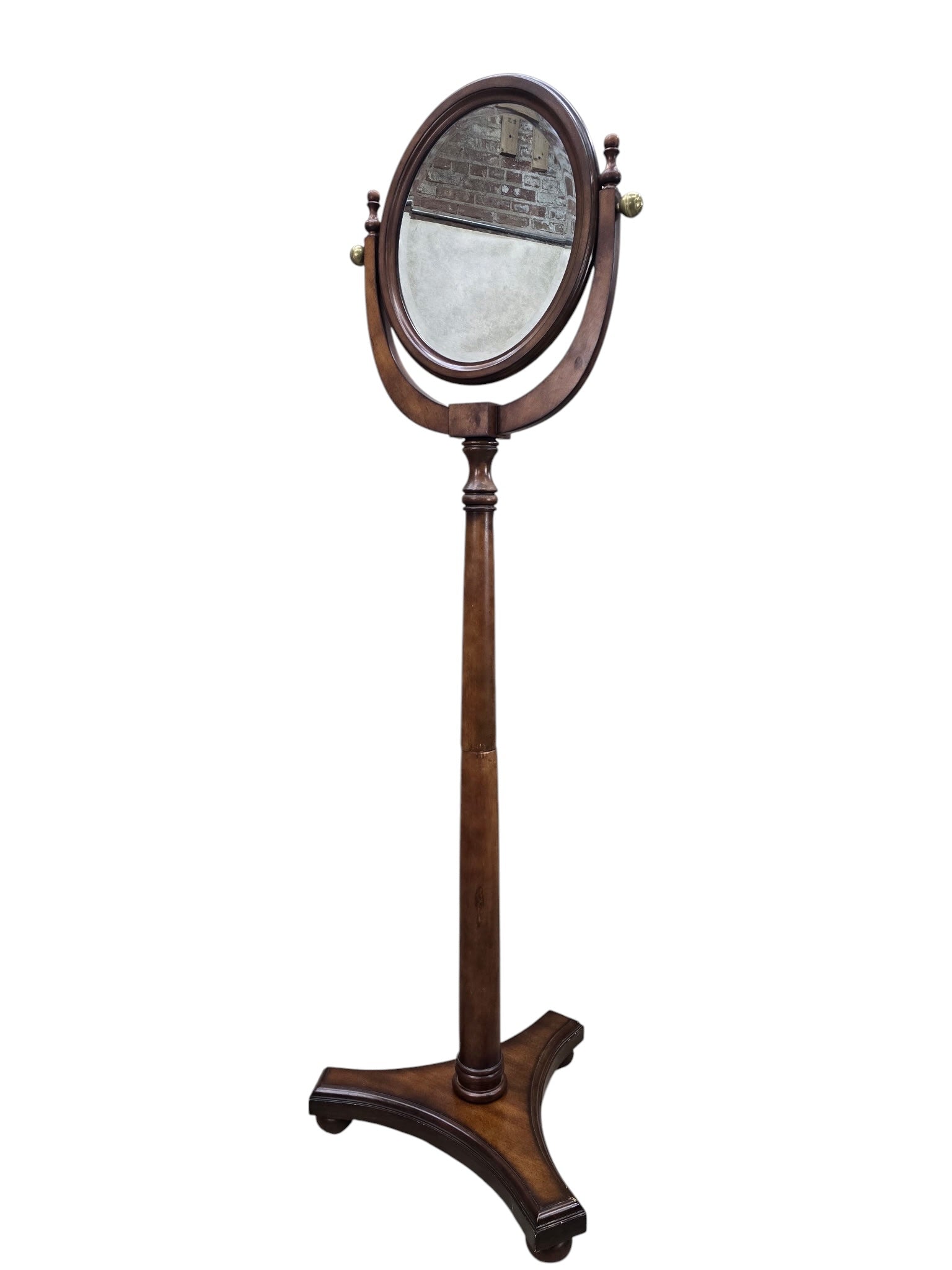 Antique Style Adjustable Pedestal Cheval Shaving Mirror with Beveled Glass