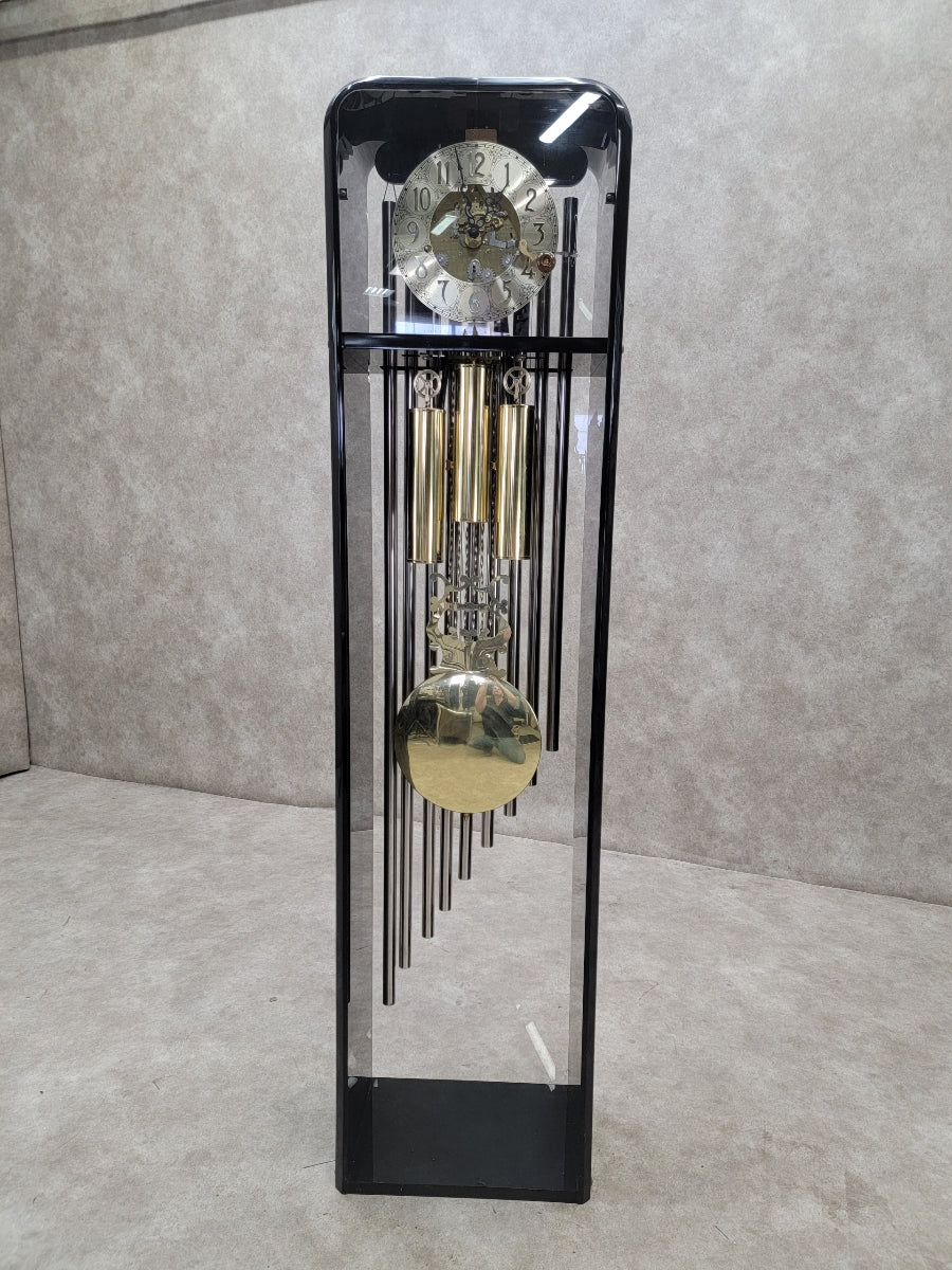 Vintage Modern German Hermle Black Forest Acrylic Cased 3 Chime Grandfather Clock