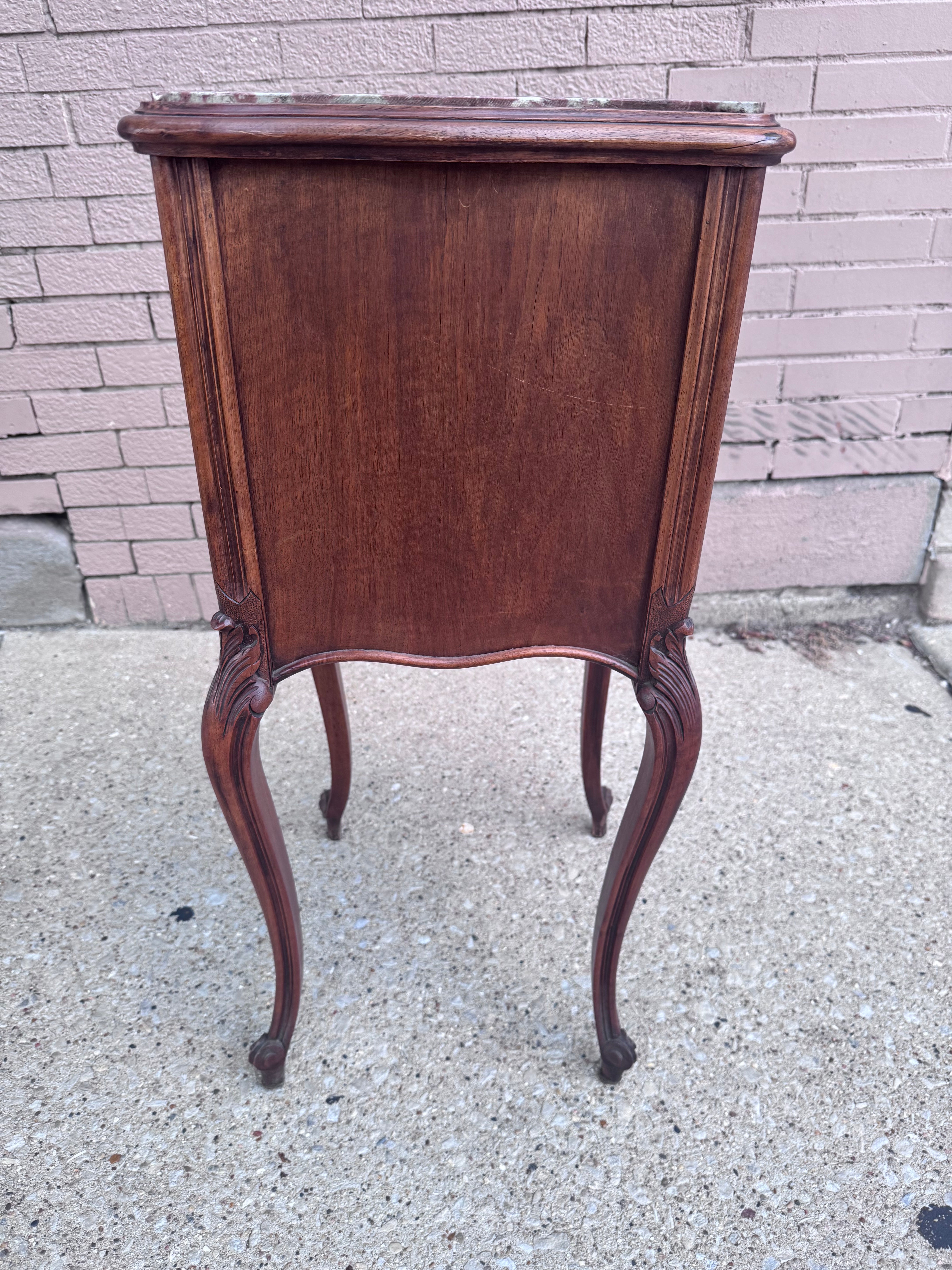 Antique French Louis XV Style Marble Top Smoking Accent Storage Table