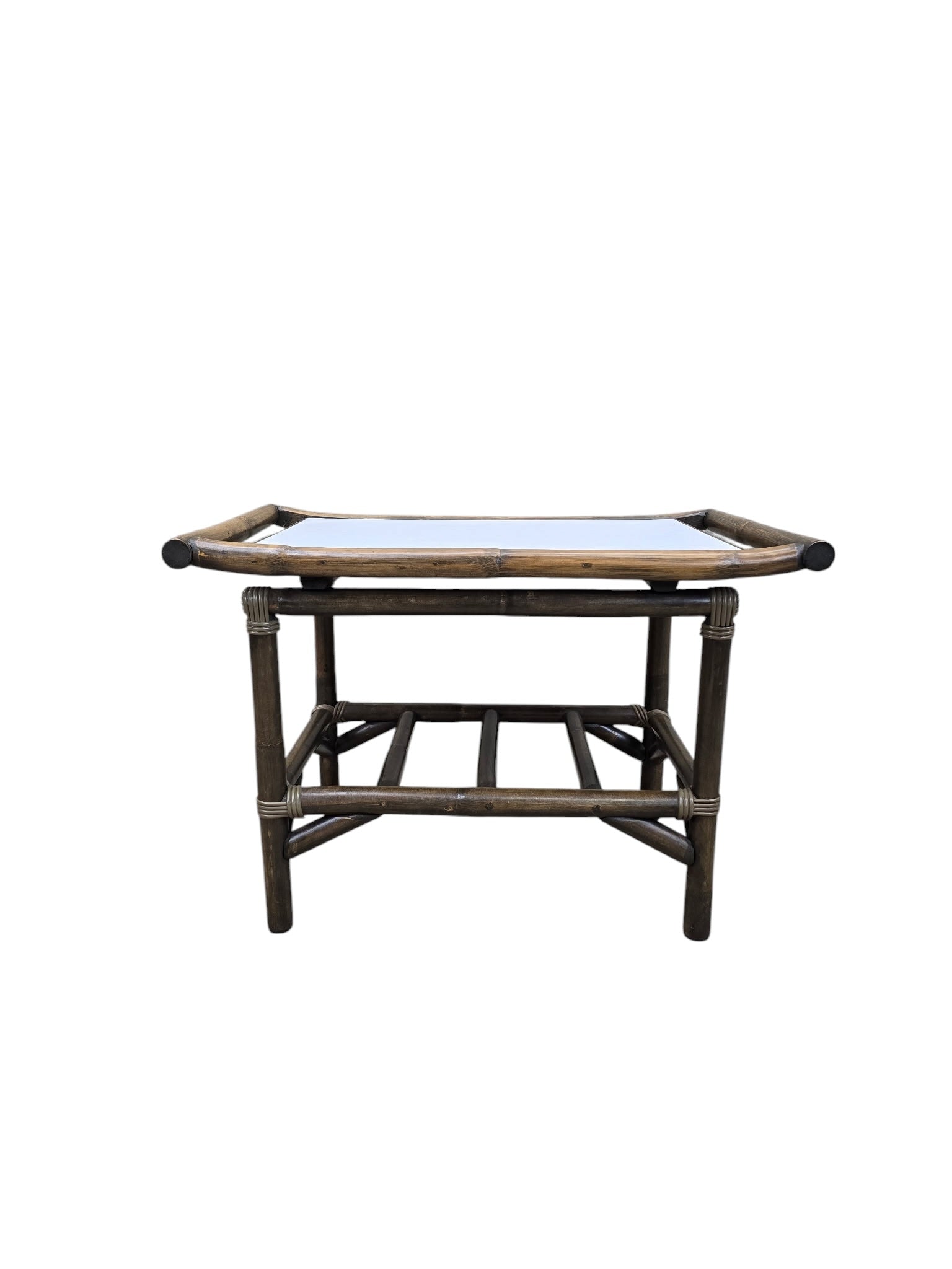 Vintage Modern Coastal Bamboo Side Table by Vogue Rattan