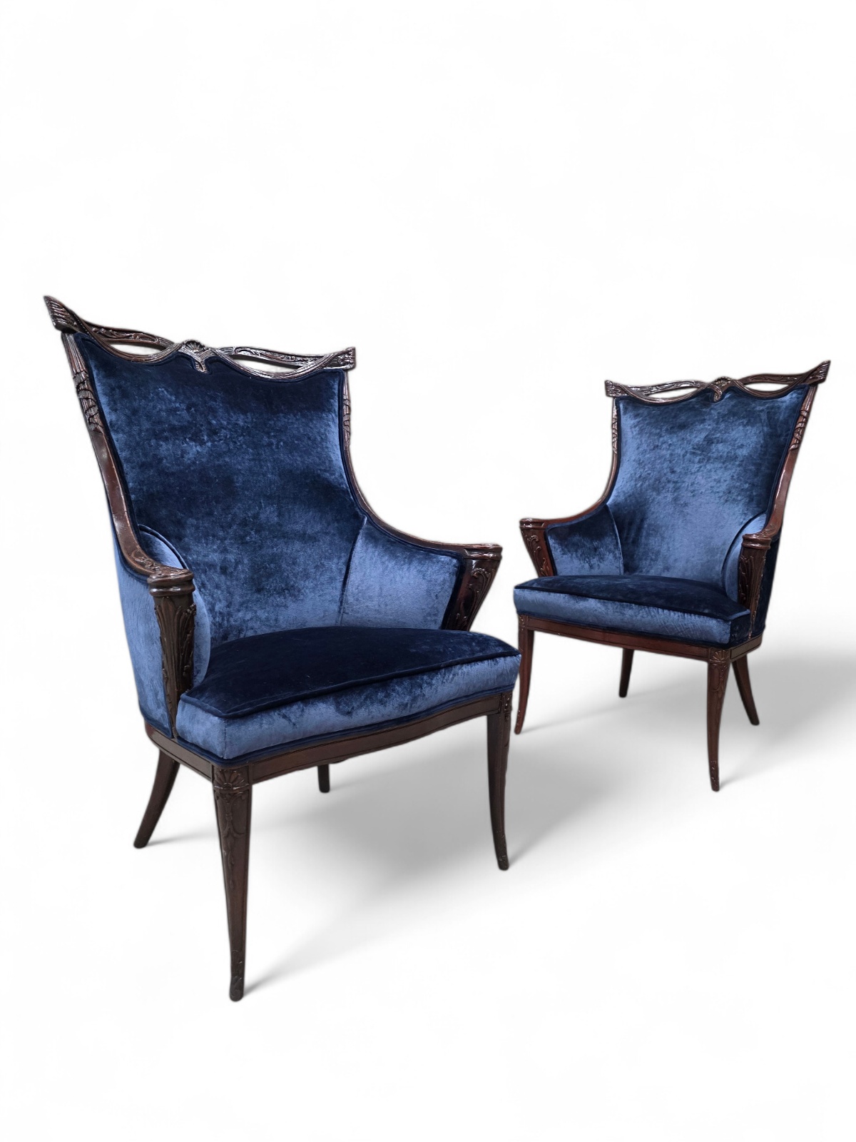 Vintage Regency Revival Style Wingback Chairs by Grosfeld House Newly Reupholstered – Pair