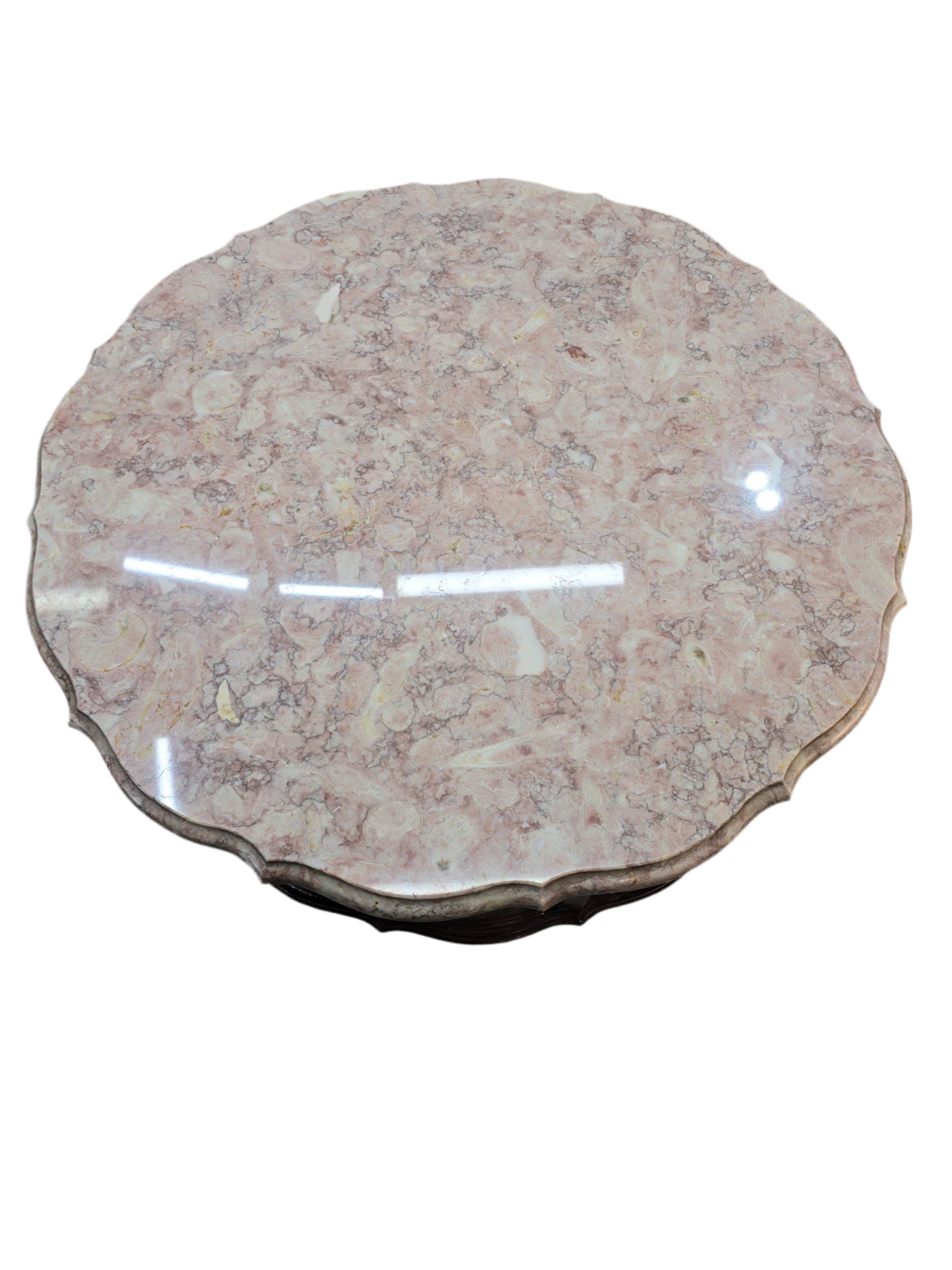 Antique French Victorian Rotating Pink Marble Top Drum Table