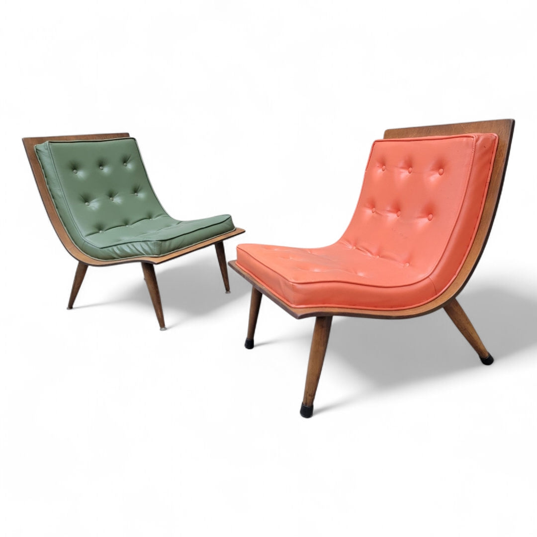 Mid Century Modern Retro His & Hers Bentwood Scoop Chairs - Set of 2