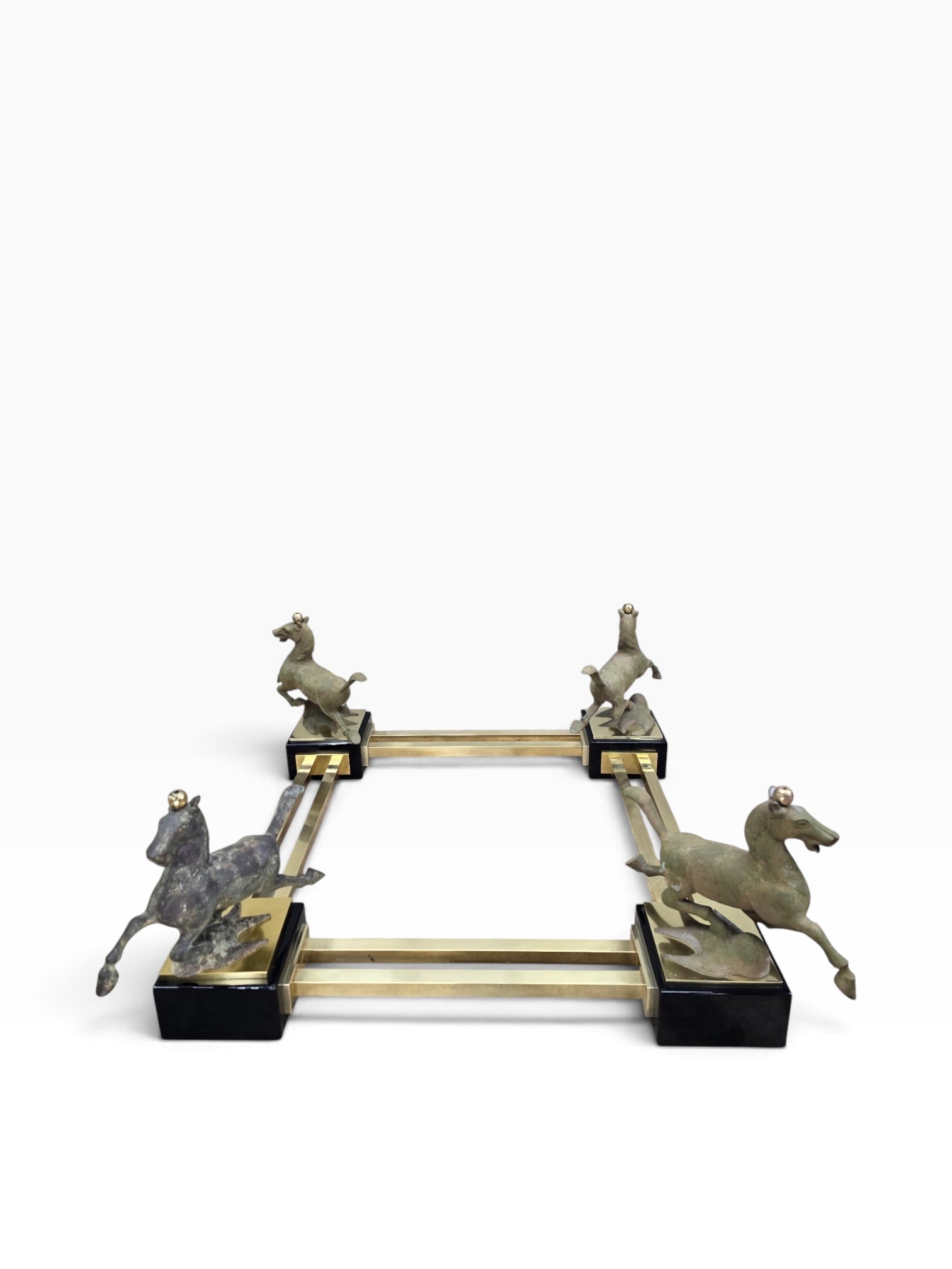 Maison Charles–Style Flying Horse of Gansu Glass-Top Cocktail Table