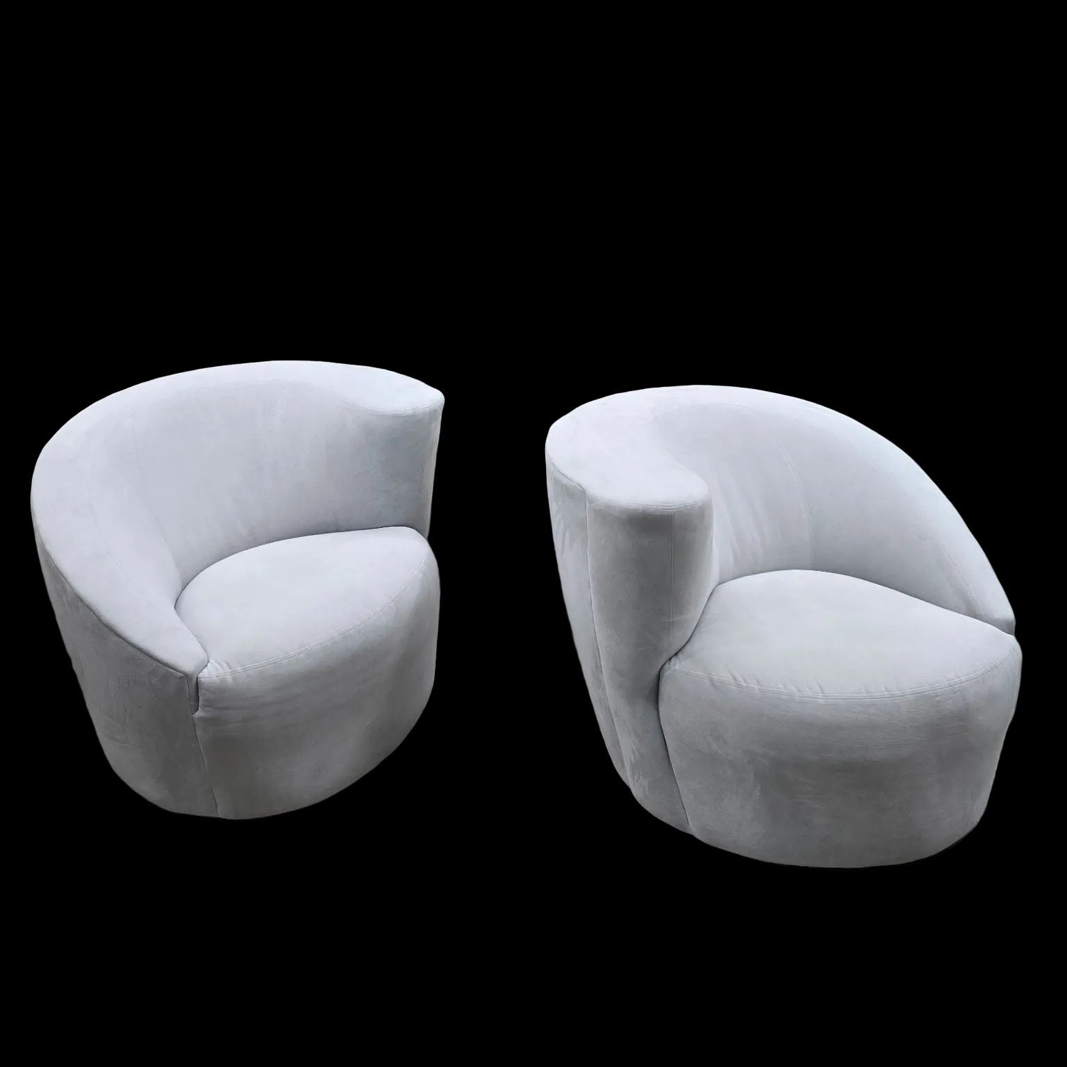 MCM Vladimir Kagan Nautilus Asymmetrical Swivel Lounge Chairs - Pair