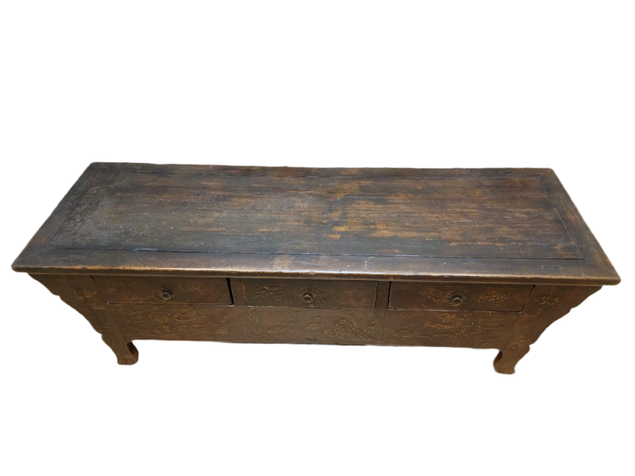 Antique Carved Shanxi Province Coffer Sideboard With Drawers