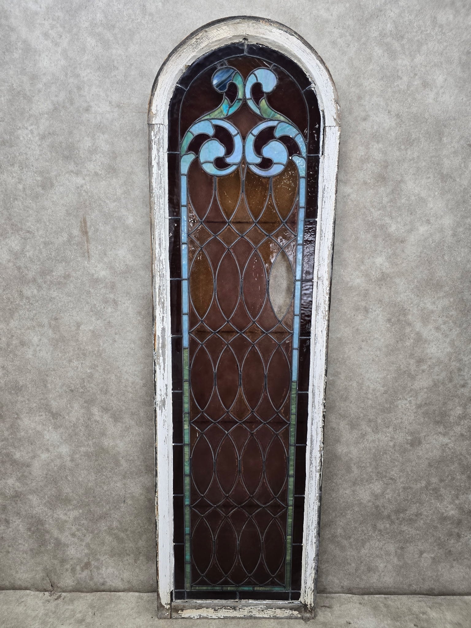 Antique Gothic Arched Stained Glass Church Window