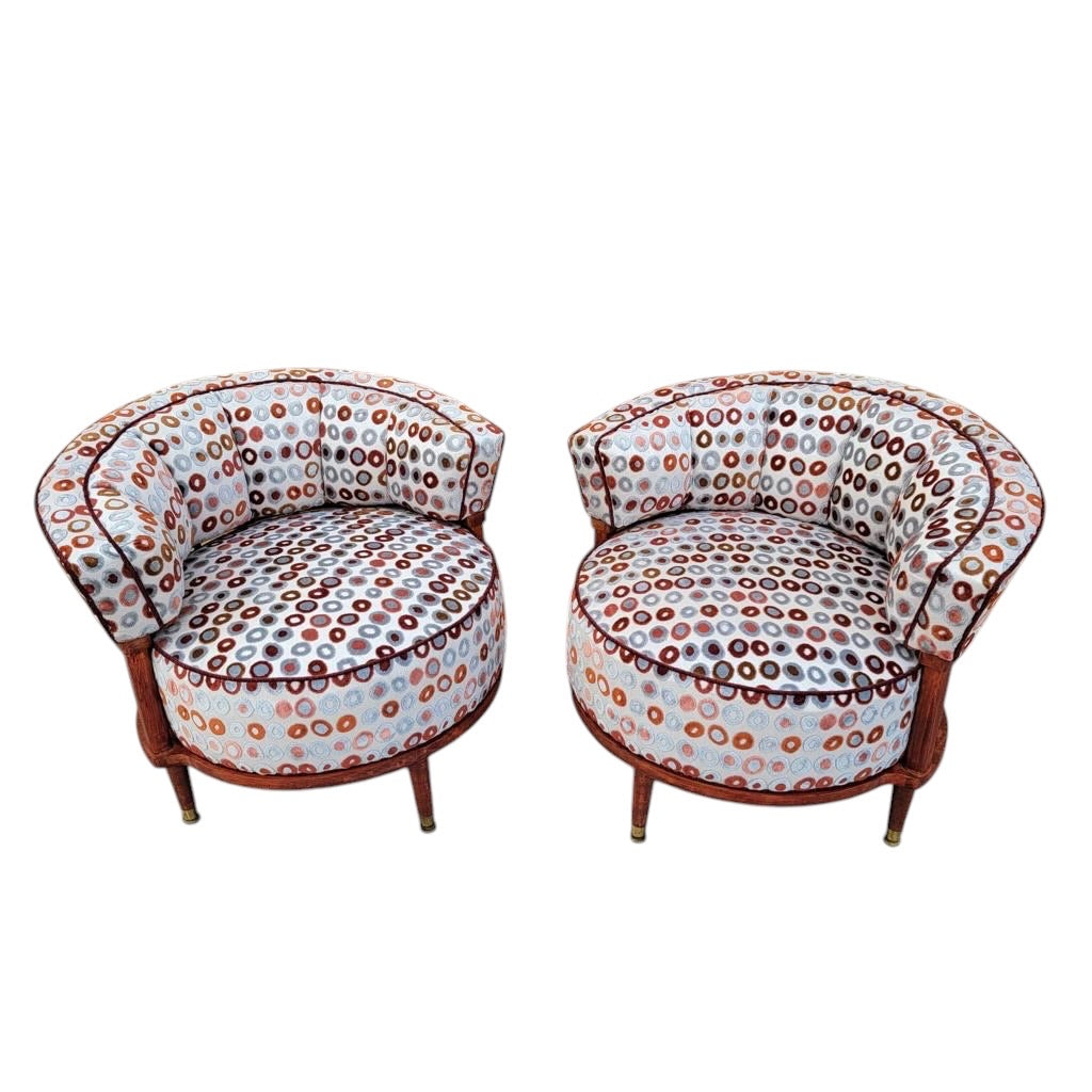 MCM Barrel Back Club Chairs Newly Reupholstered - Pair