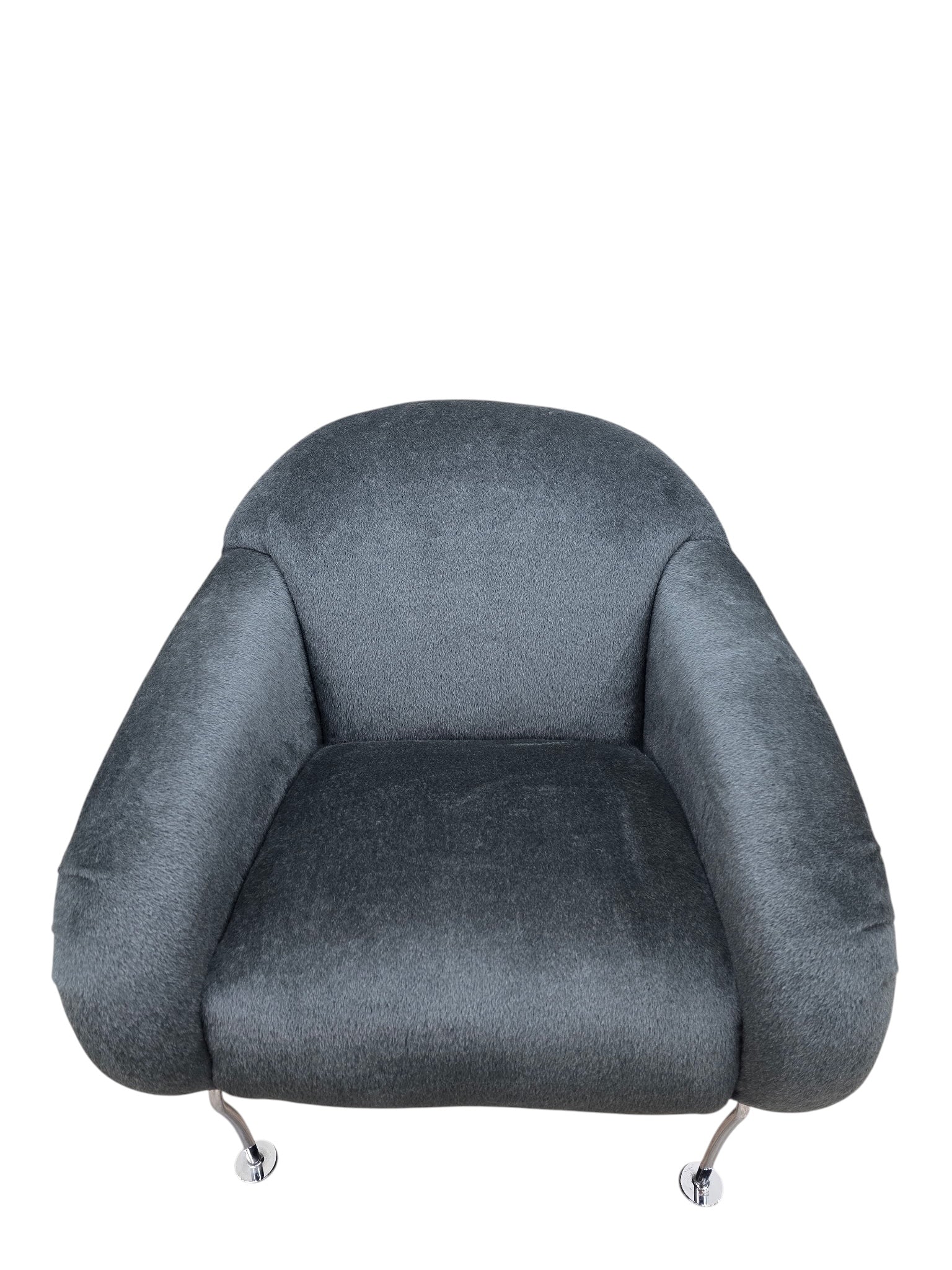 Thayer Coggin Sculptural Pull Up Lounge Chair Newly Reupholstered in Charcoal Alpaca Mohair – Tagged