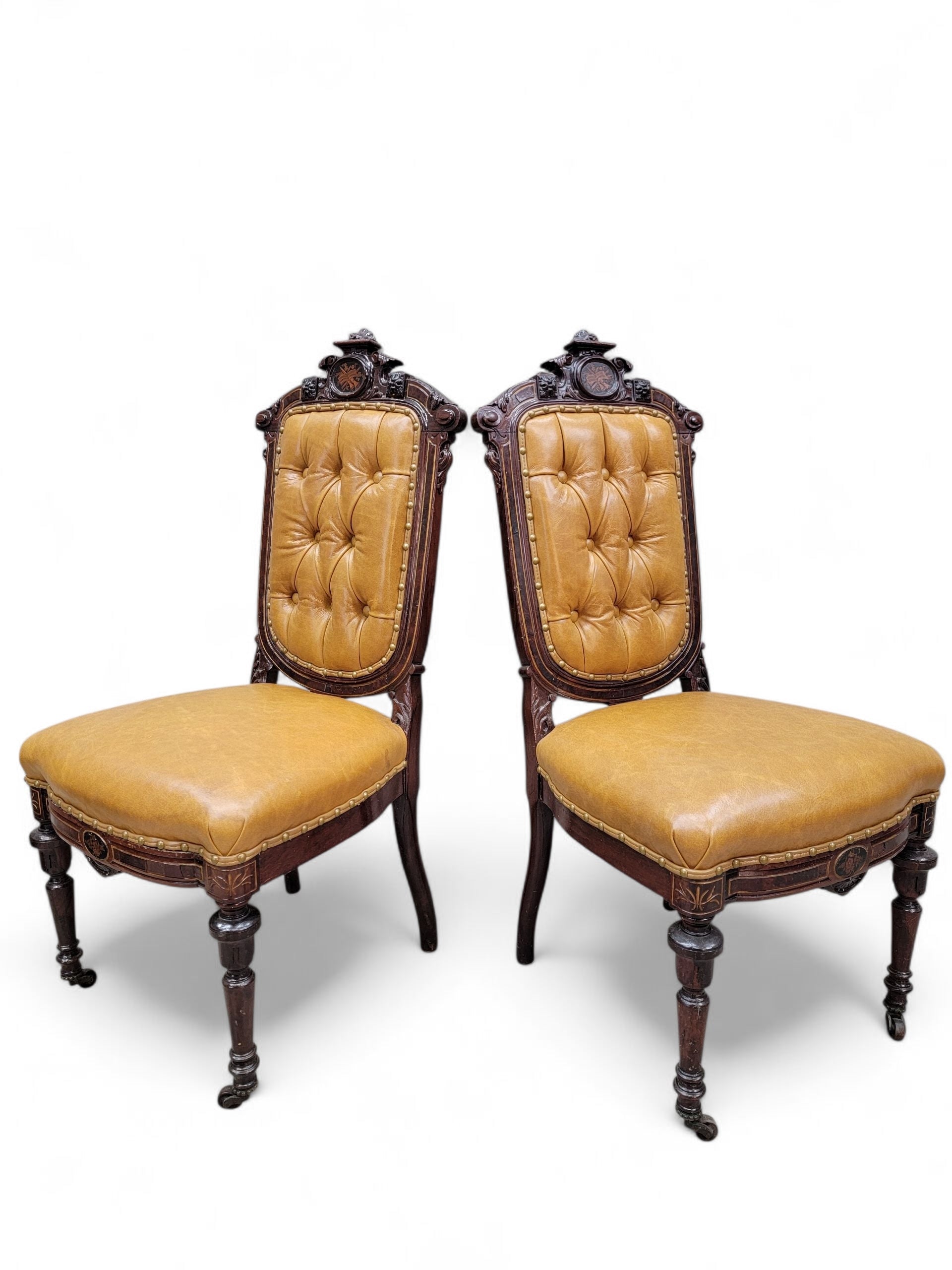 Antique French Regency Style Rosewood Parlor Set Newly Reupholstered - 4