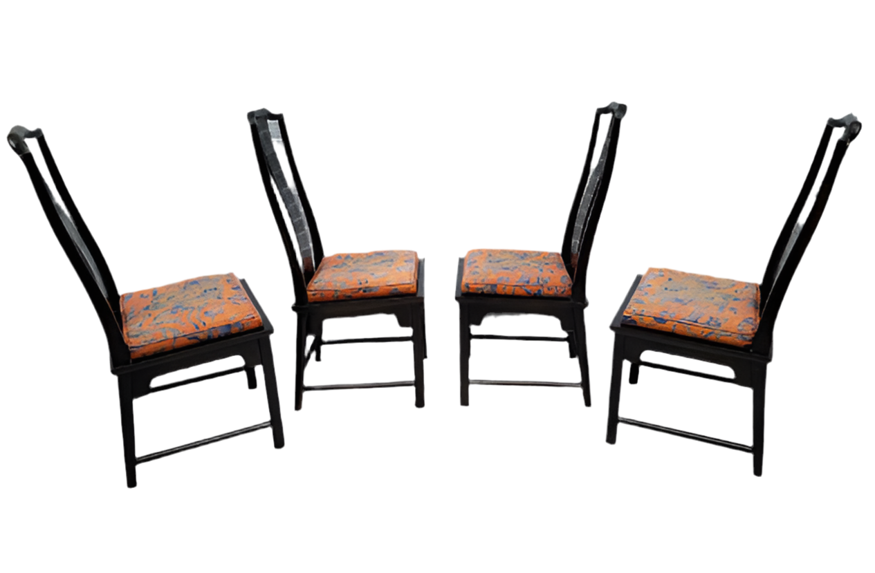 Hollywood Regency Chinoiserie Chin Hua Ebonized Dining Set by Century Furniture