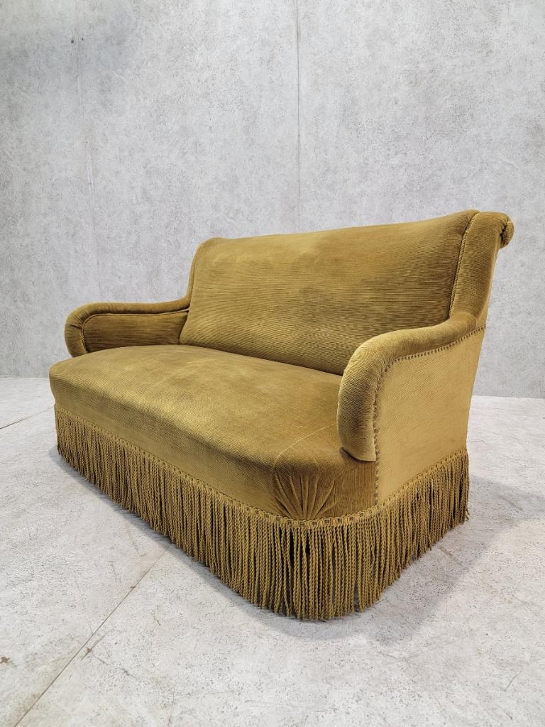 Vintage French Napoleon III Style Scroll Back Sofa