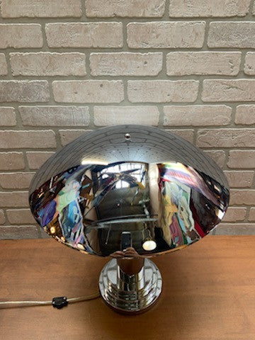Art Deco Italian Polished Chrome Mushroom Office Table Lamp