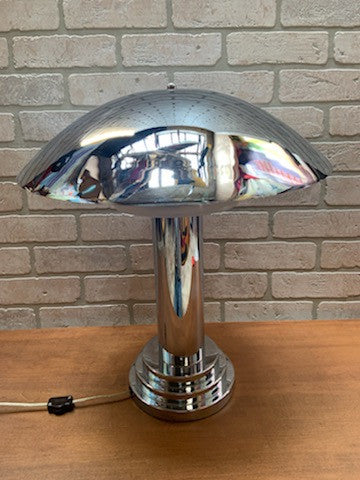 Art Deco Italian Polished Chrome Mushroom Office Table Lamp
