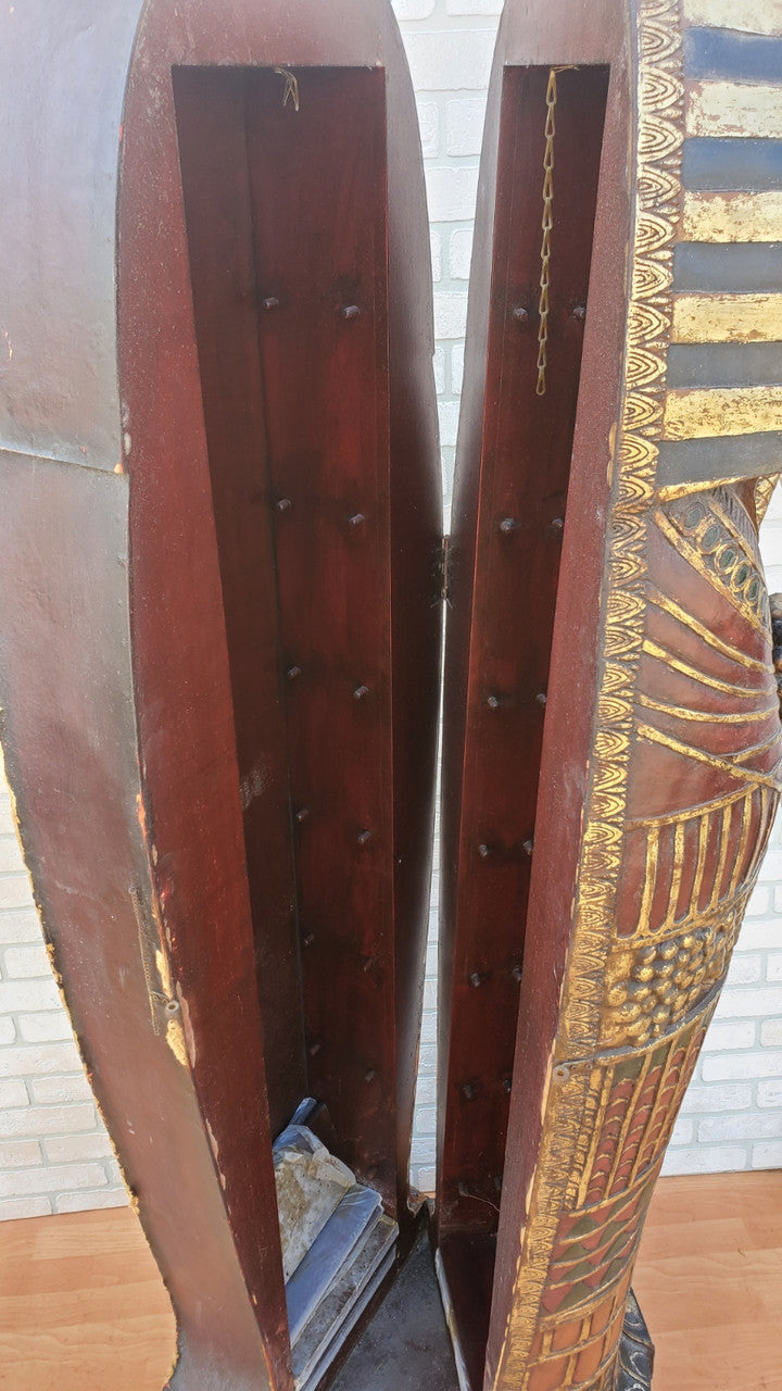 Egyptian Revival Style King Tut Life Size Sarcophagus Statue Bookshelf