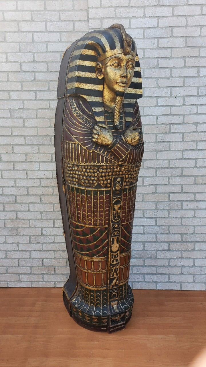Egyptian Revival Style King Tut Life Size Sarcophagus Statue Bookshelf