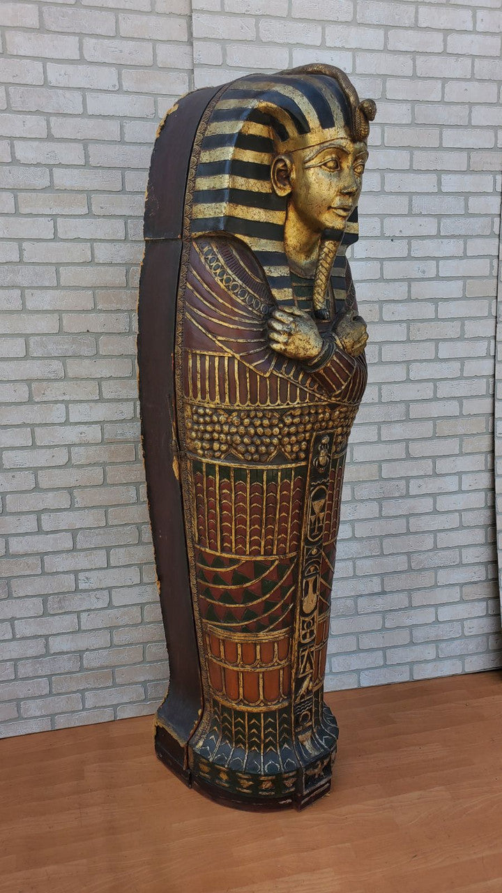 Egyptian Revival Style King Tut Life Size Sarcophagus Statue Bookshelf